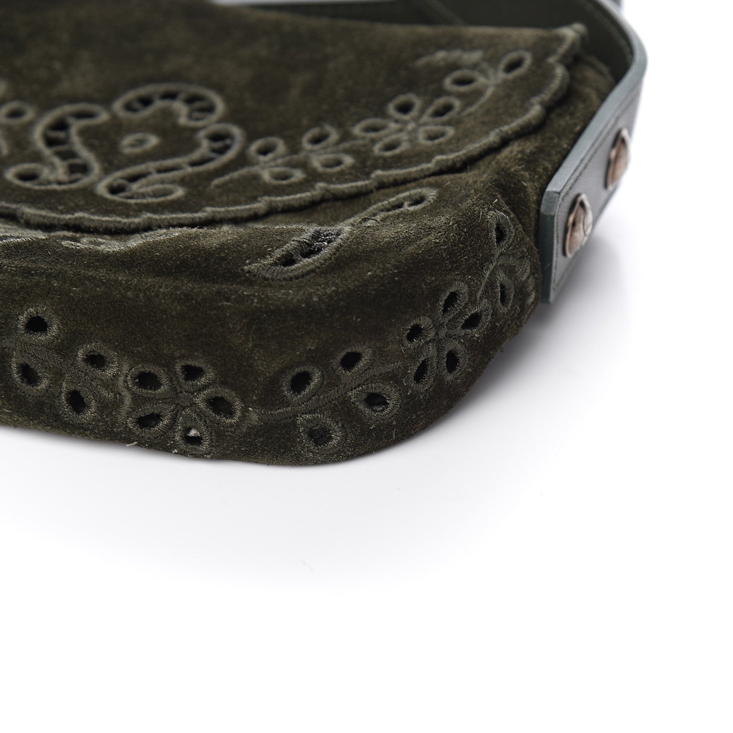 Chanel Suede Embroidered Flap Dark Green 8 of 10