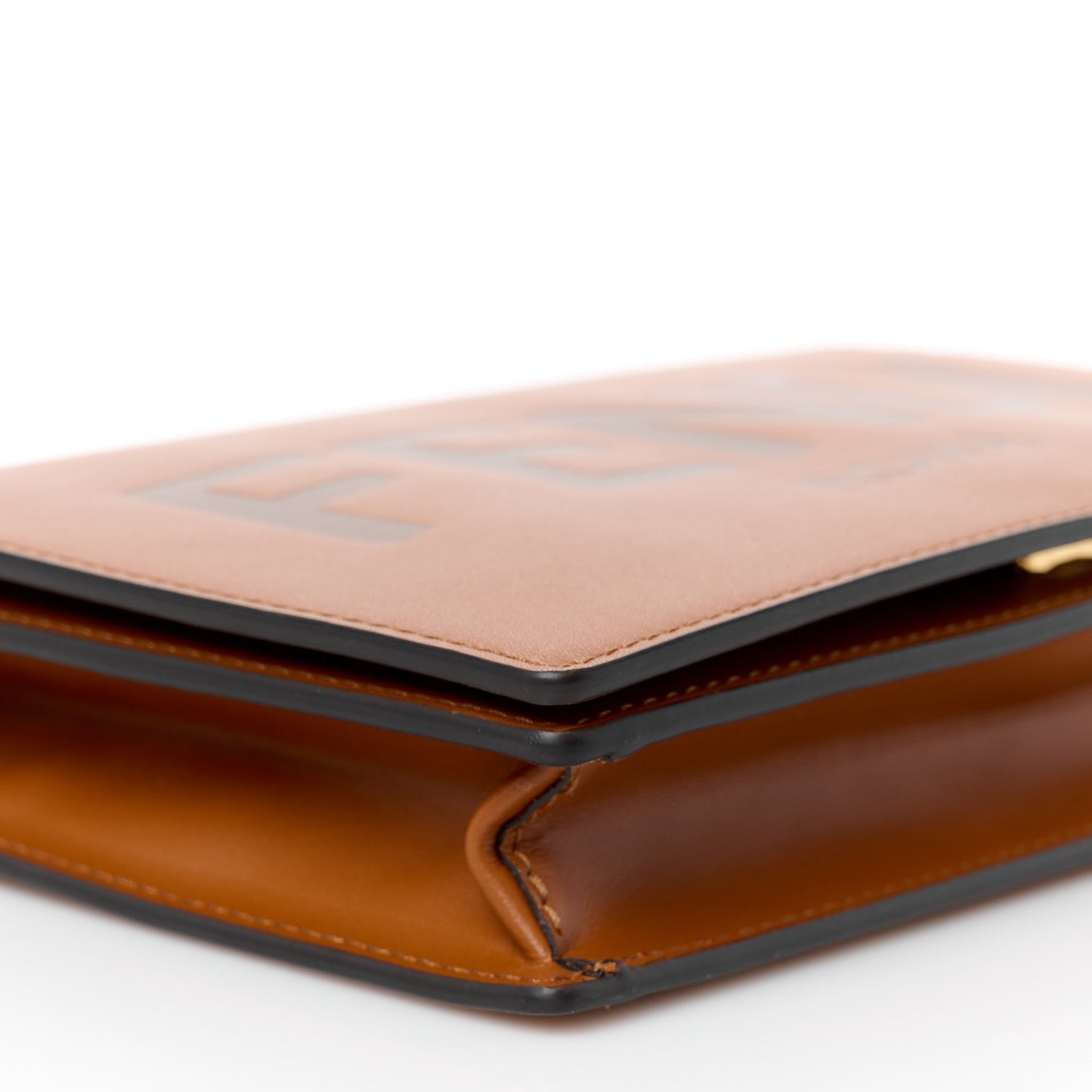 Vitello King Tamponato Logo Embossed Medium Wallet On Chain Cuoio