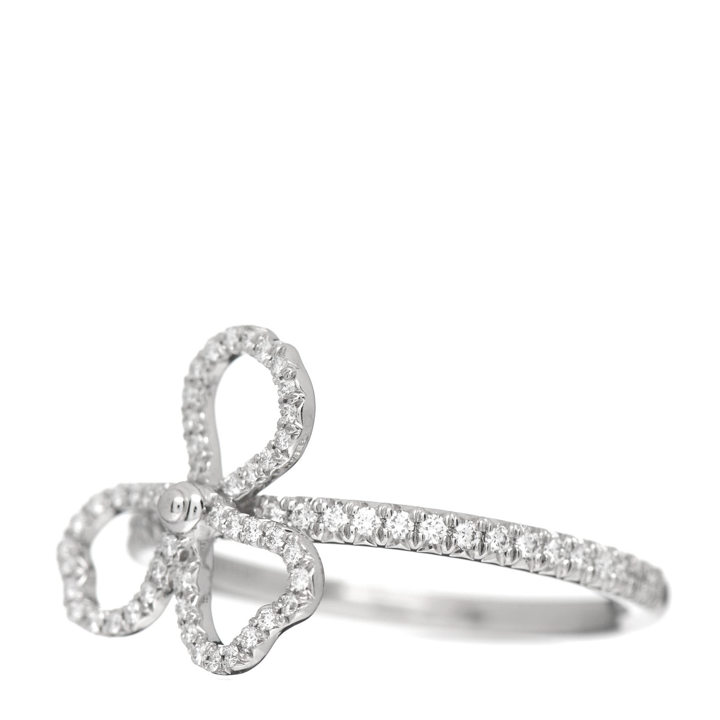 Platinum Diamond Small Open Paper Flowers Ring 49 5