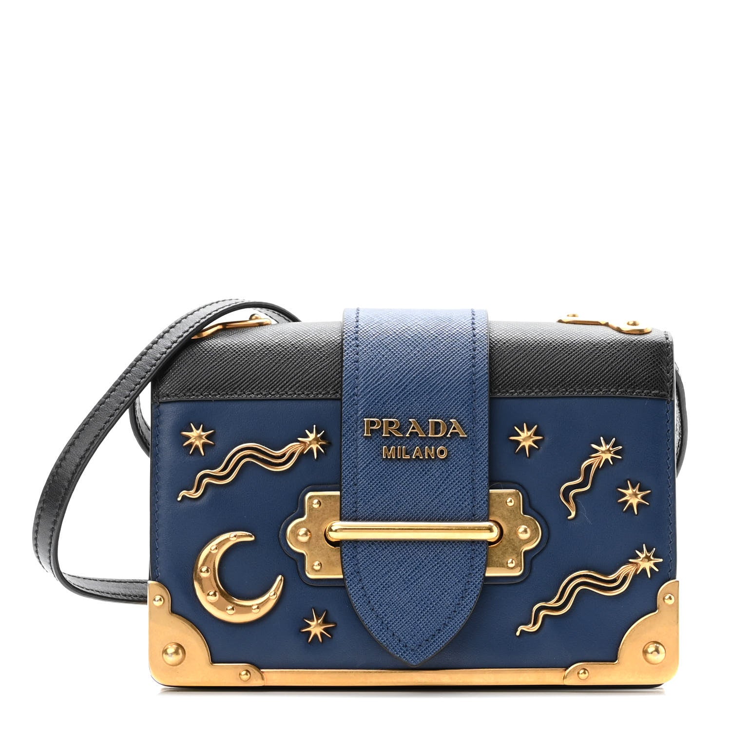 Prada City Calf Saffiano Astrology Cahier Bag Bluette Black 1 of 9