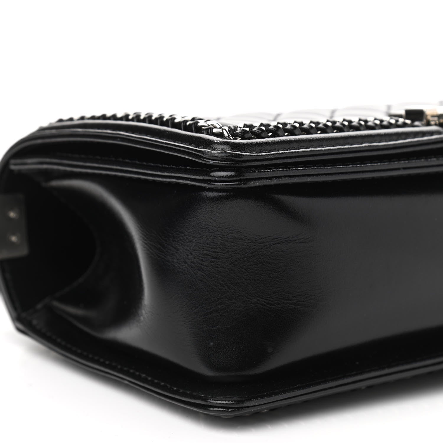 Chanel Glazed Calfskin Quilted Medium Chain Around Boy Flap Black 9 of 12