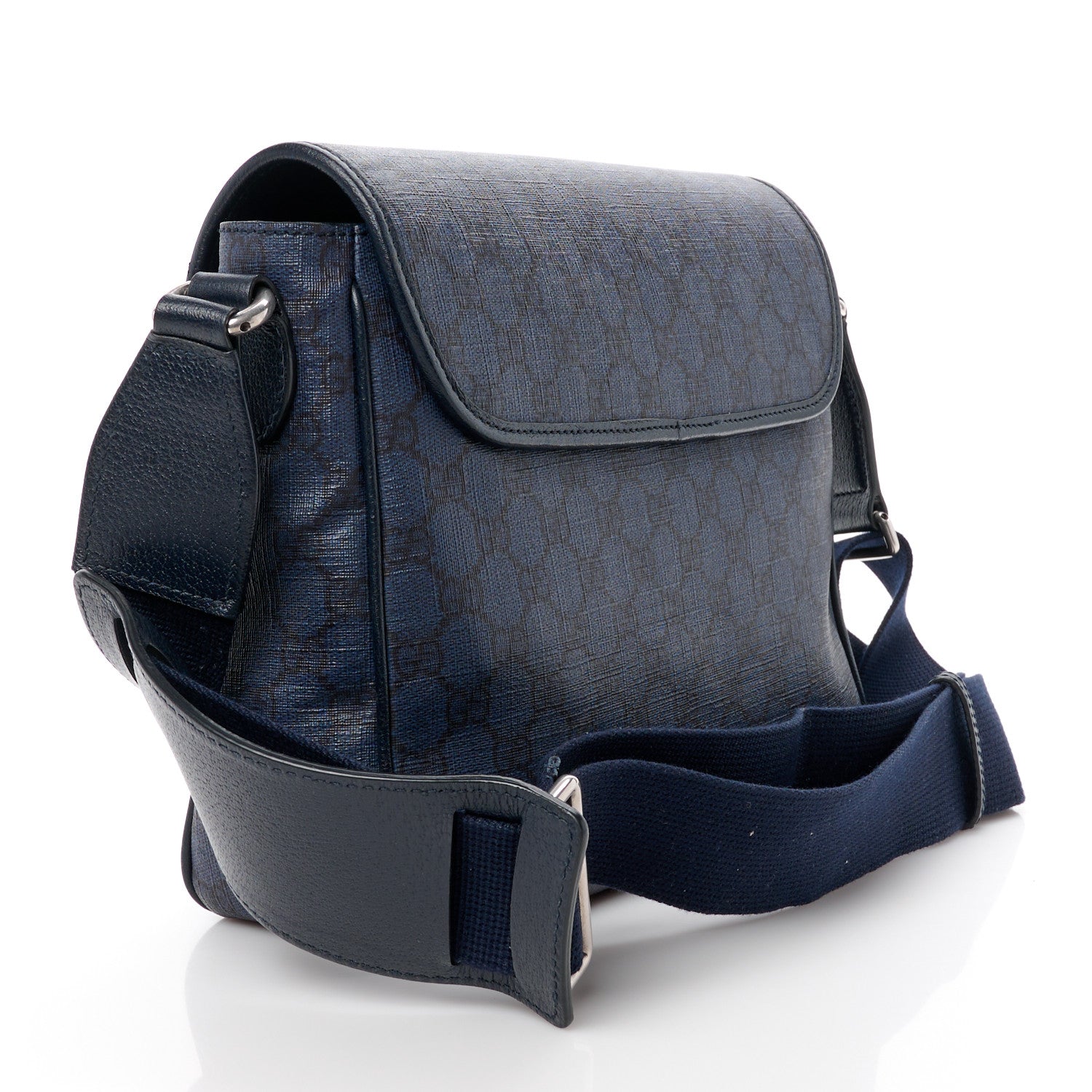Gucci Tender GG Supreme Monogram Textured Dollar Calfskin Ophidia Messenger Bag Dark Blue 3 of 10