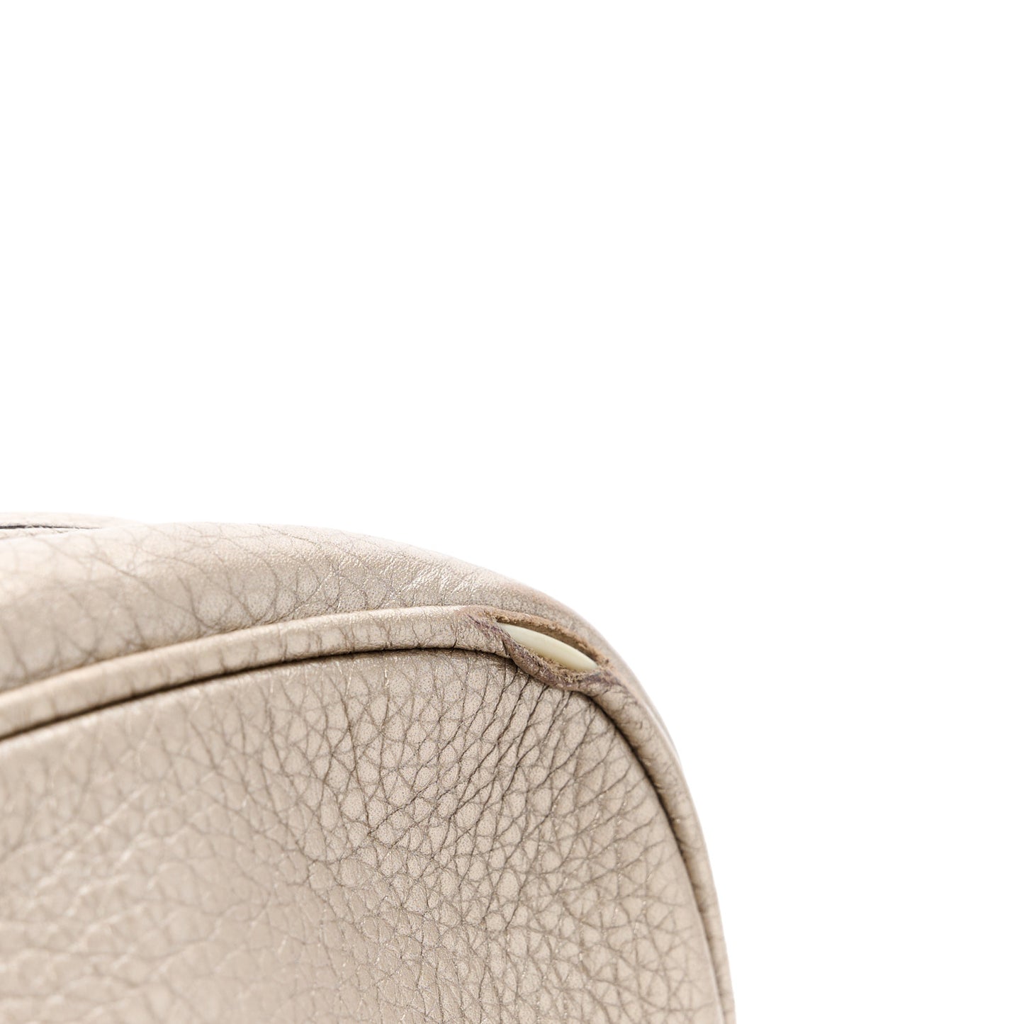 Metallic Pebbled Calfskin Small Soho Disco Bag Golden Beige