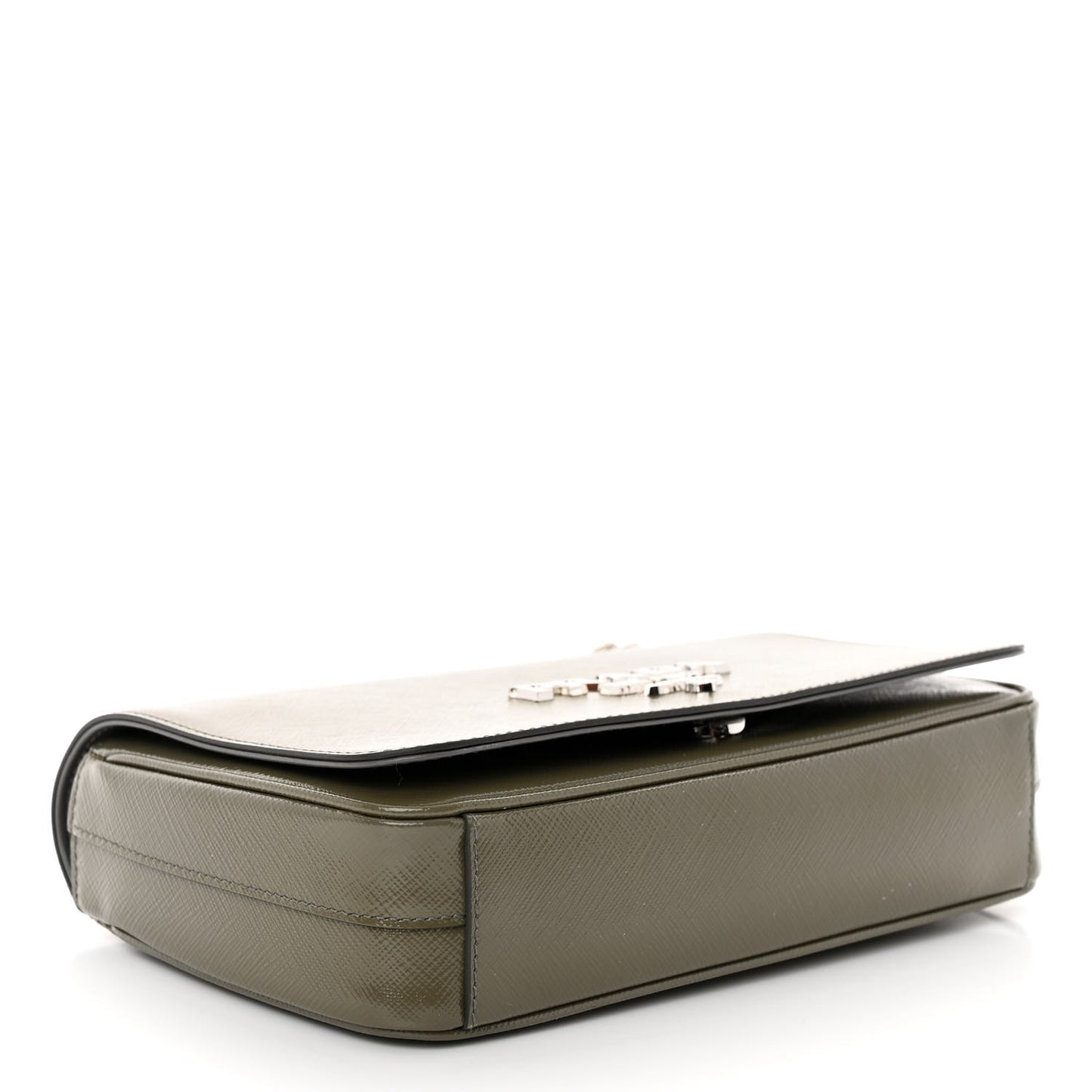 Saffiano Vernice Flap Chain Crossbody Bag Marmo