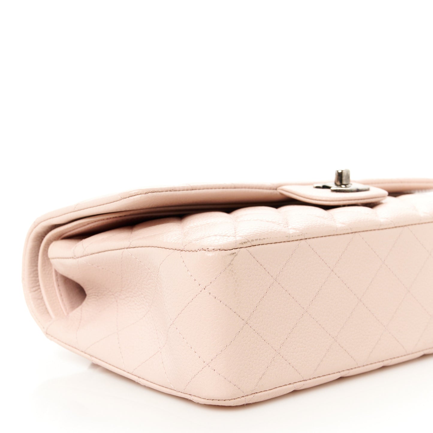 Caviar Quilted Medium Double Flap Light Pink