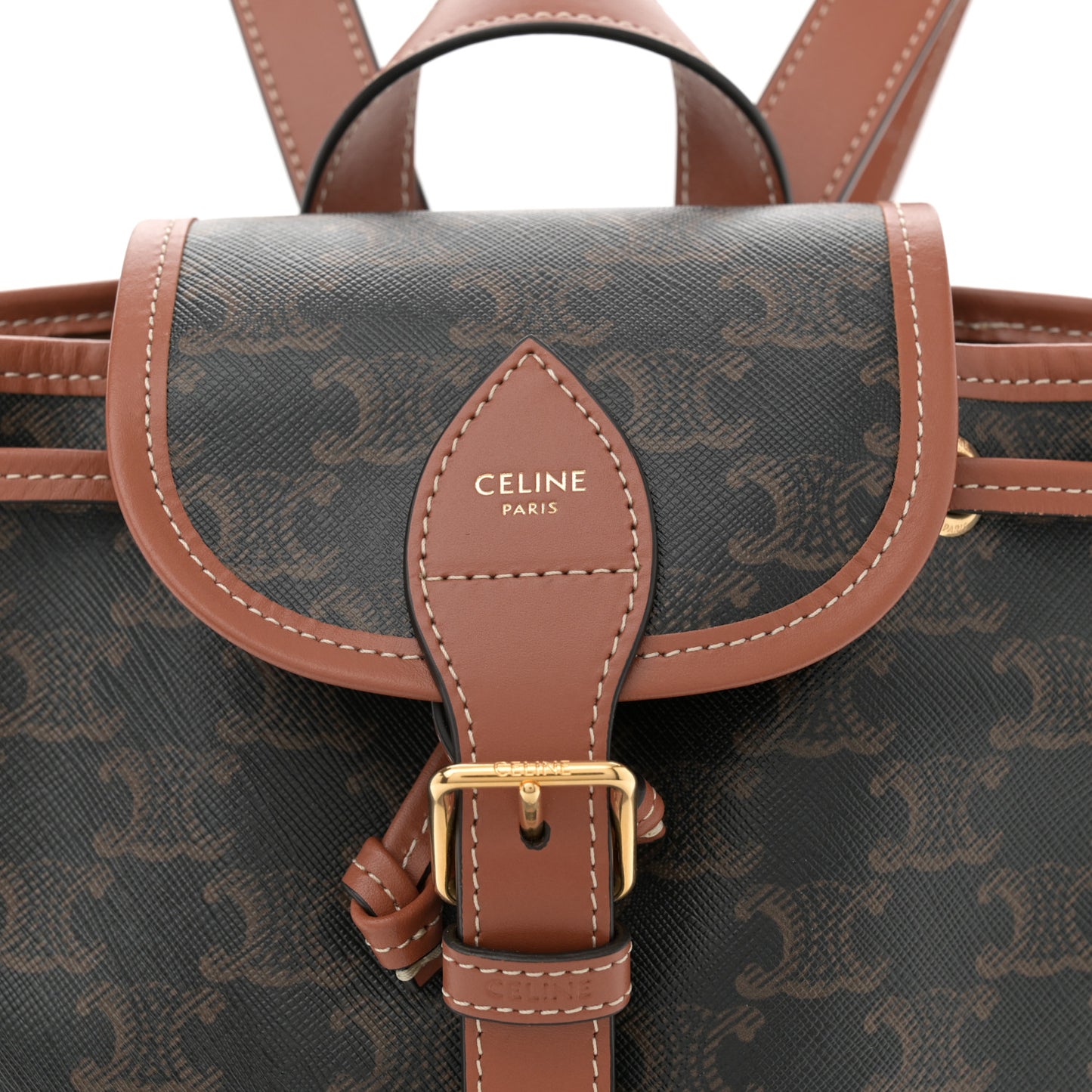 Triomphe Canvas Calfskin Mini Folco Backpack Tan