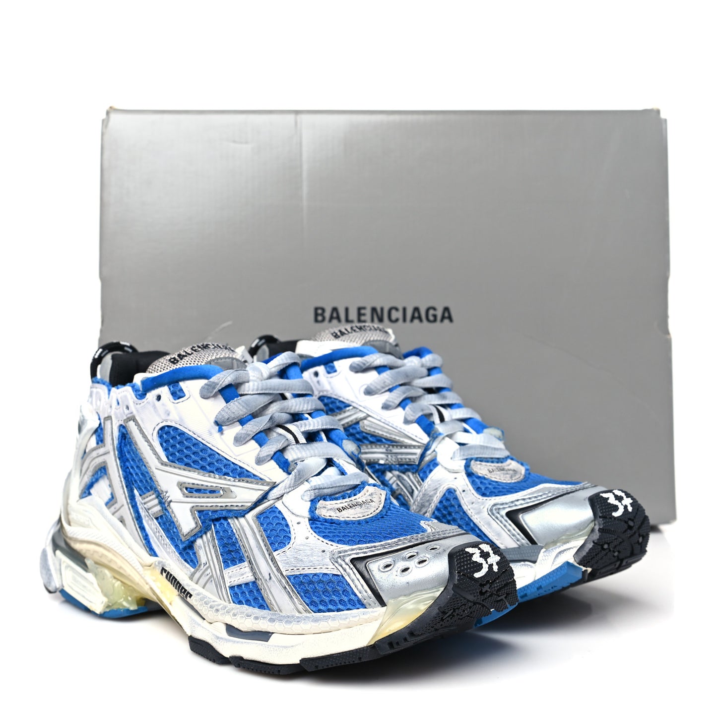 Mesh Rubber Distressed Womens Runner Sneakers 37 Navy White Black Grey