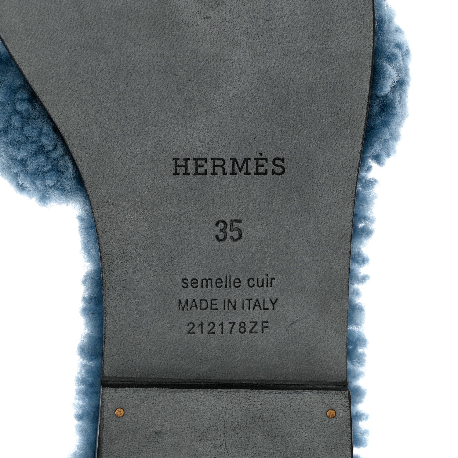 Hermes Woolskin Oran Sandals 35 Bleu 6 of 8