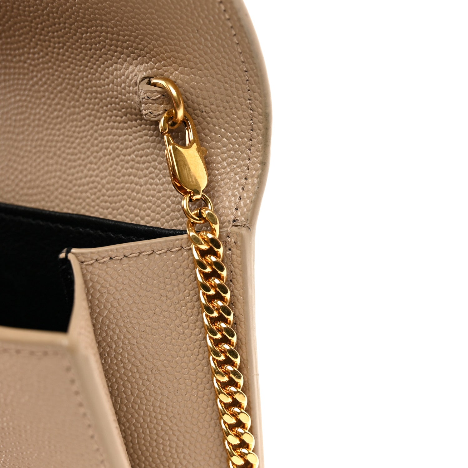 Saint Laurent Grain De Poudre Monogram Uptown Chain Wallet Dark Beige 10 of 11