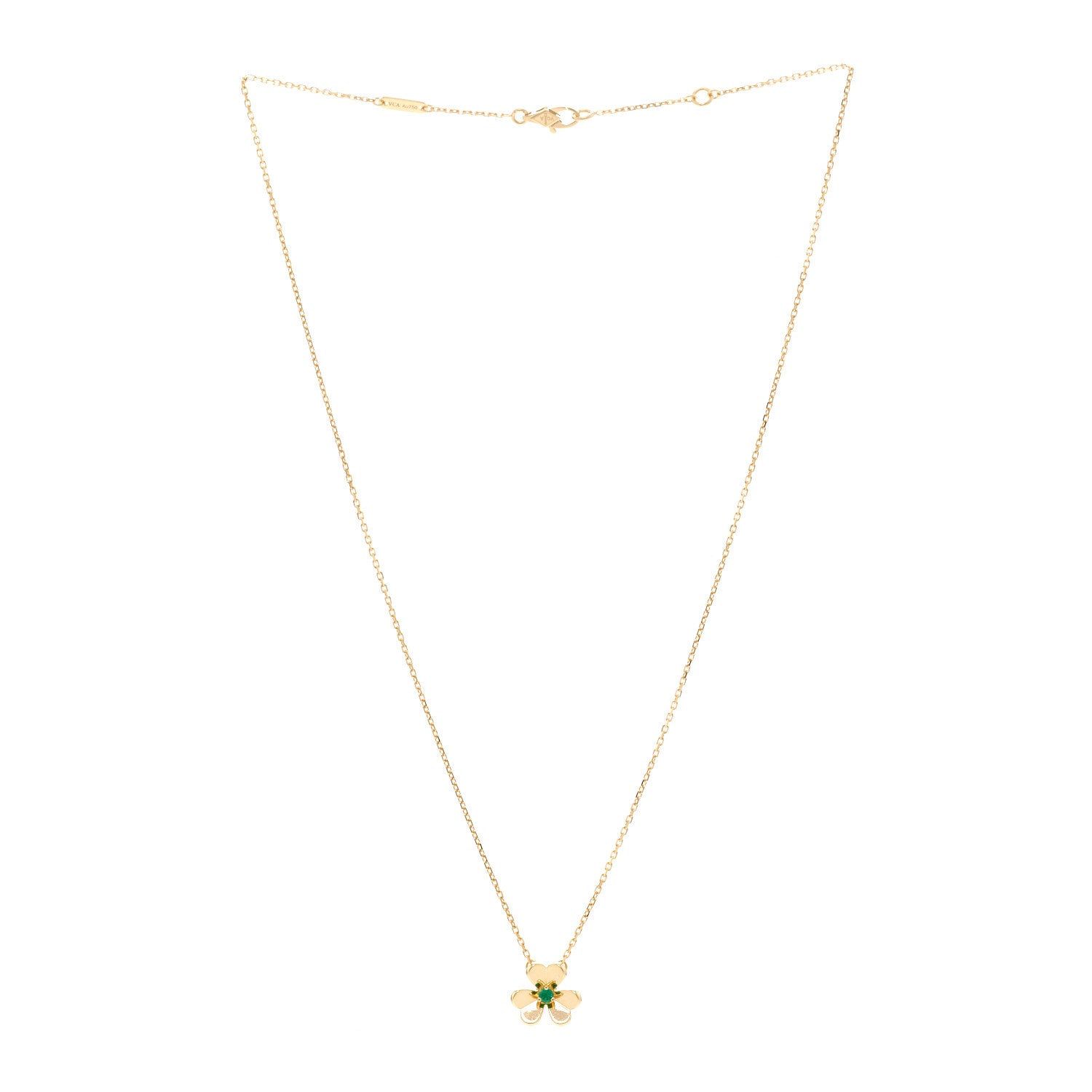Van Cleef & Arpels 18K Yellow Gold Emerald Mini Frivole Pendant Necklace 3 of 5