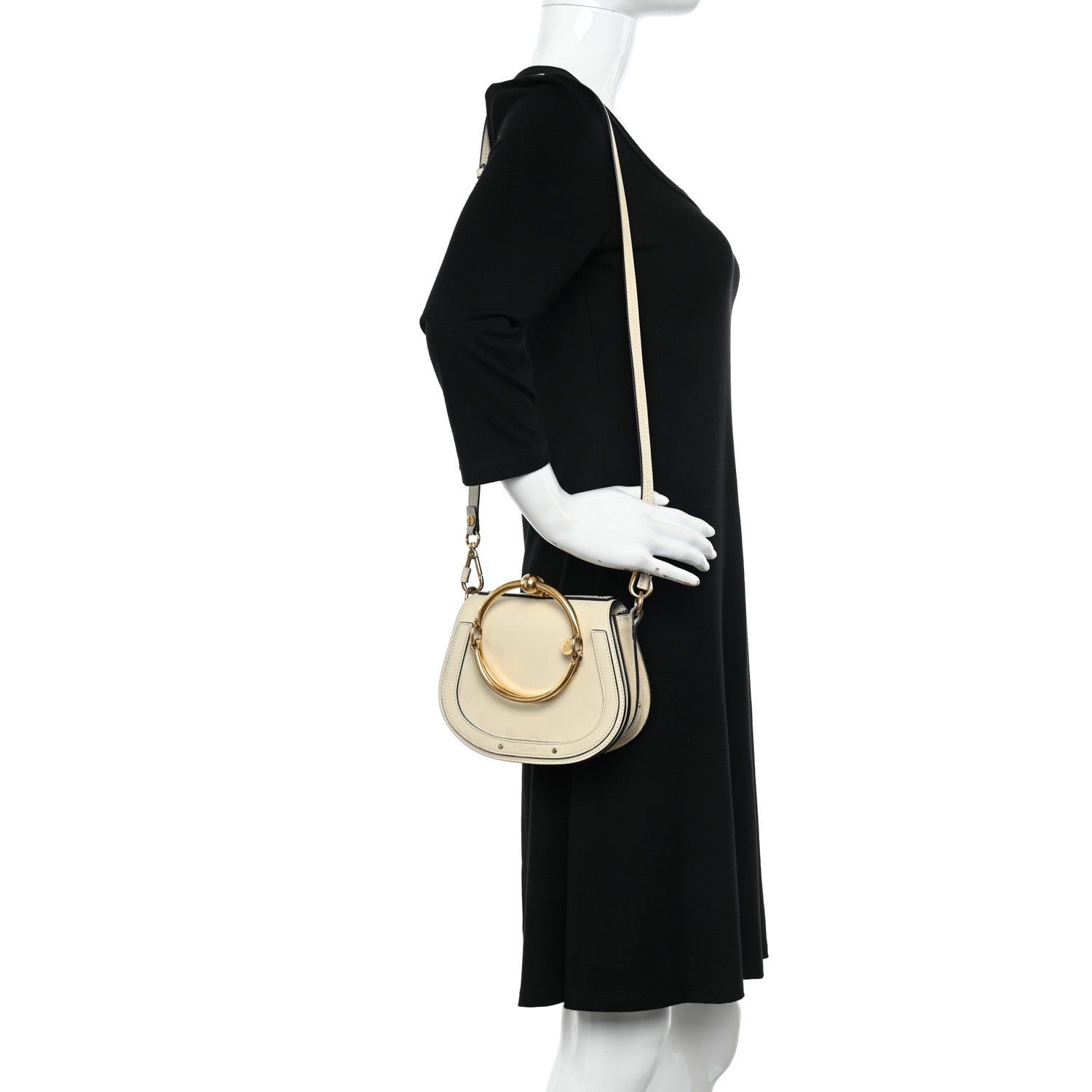 Chloe Calfskin Suede Small Nile Bracelet Bag Off White 2 of 15