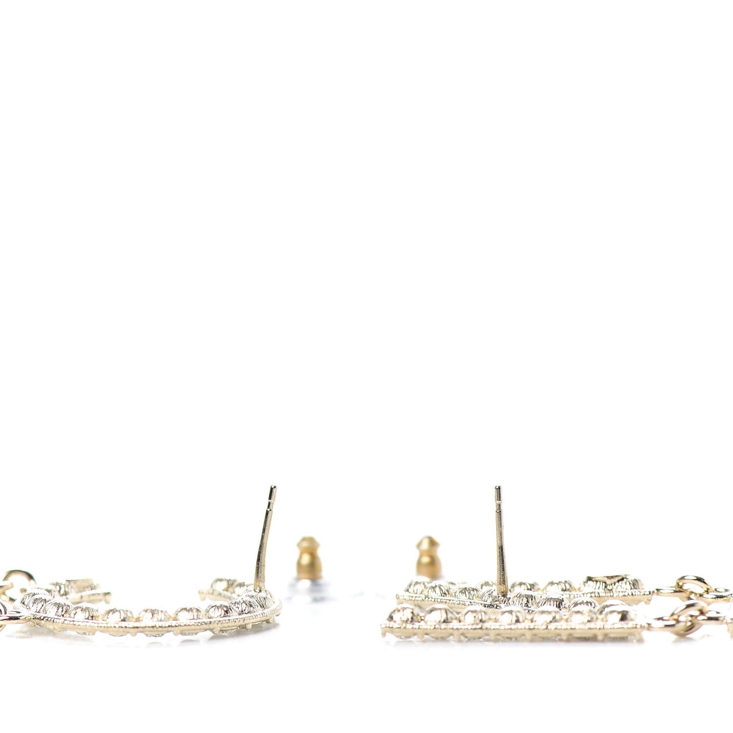 Crystal Cha-Nel Logo Drop Earrings Gold