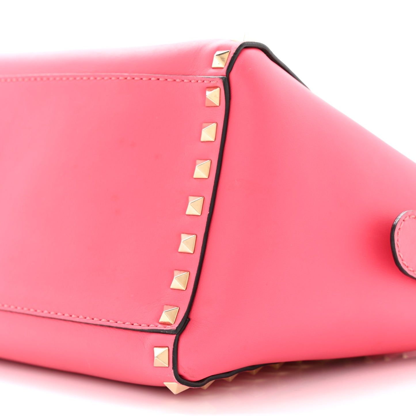 Vitello Small Rockstud Double Handle Tote Raspberry