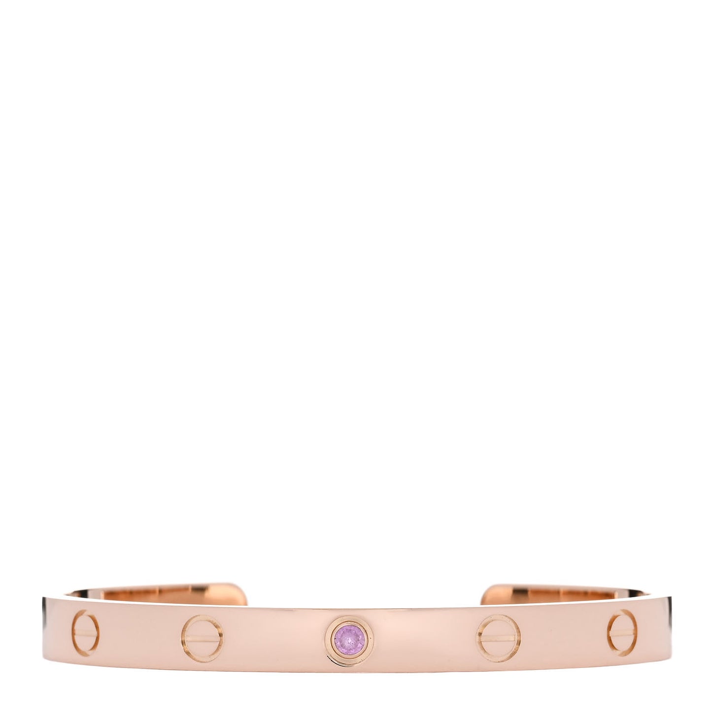 18K Pink Gold Pink Sapphire LOVE Cuff Bracelet 17