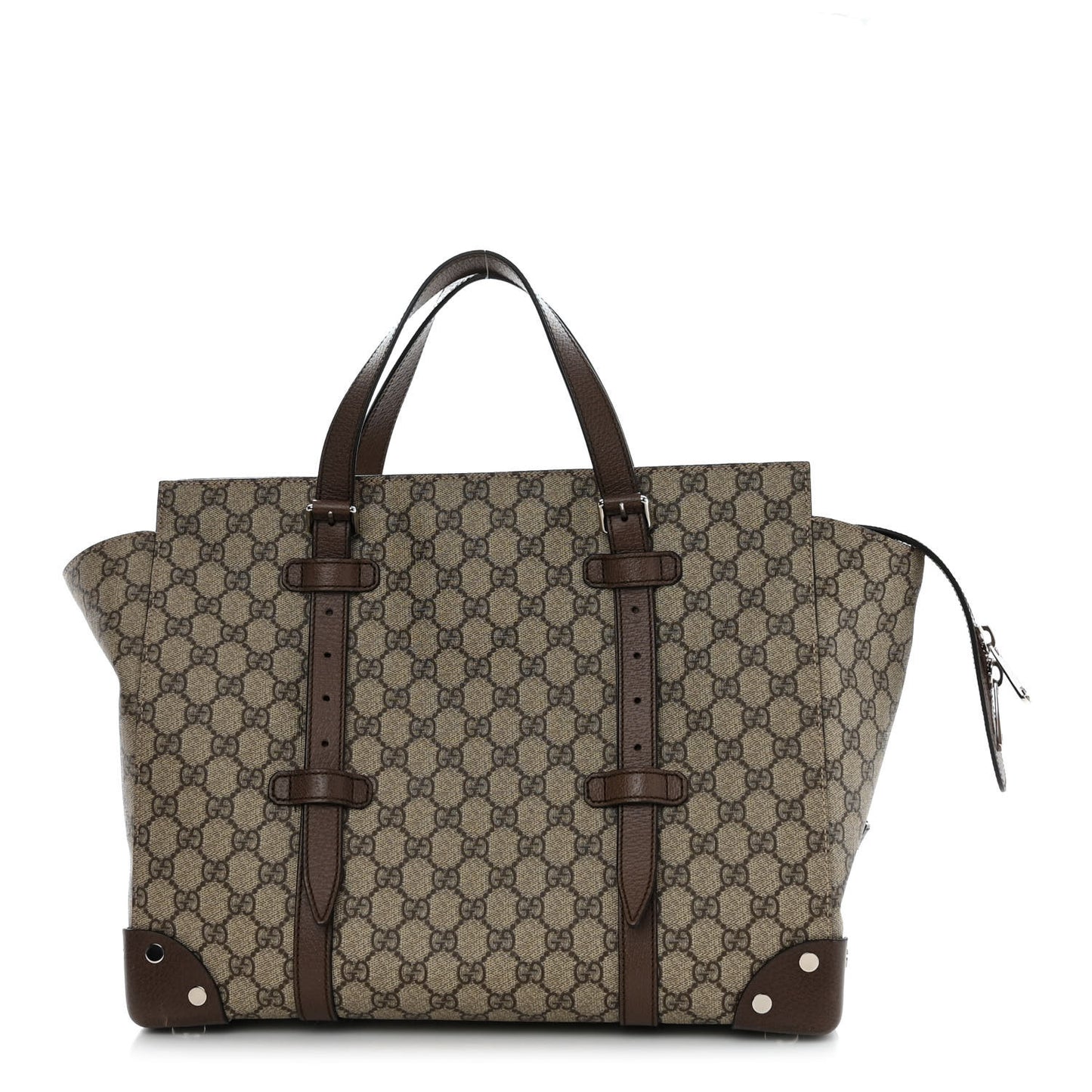 GG Supreme Monogram Textured Dollar Calfskin Medium Detail Tote Beige Ebony New Acero
