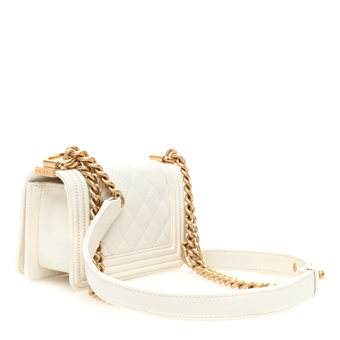 Caviar Quilted Mini Boy Flap White