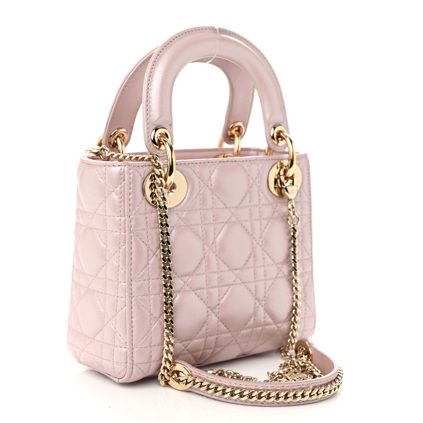 Metallic Lambskin Cannage Mini Lady Dior Lotus