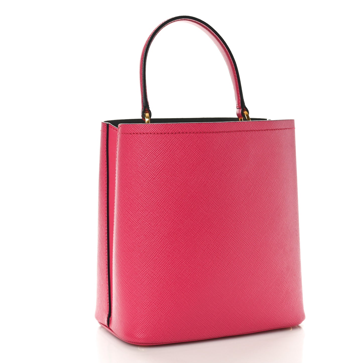 Saffiano Cuir Medium Panier Bucket Bag Magenta Black