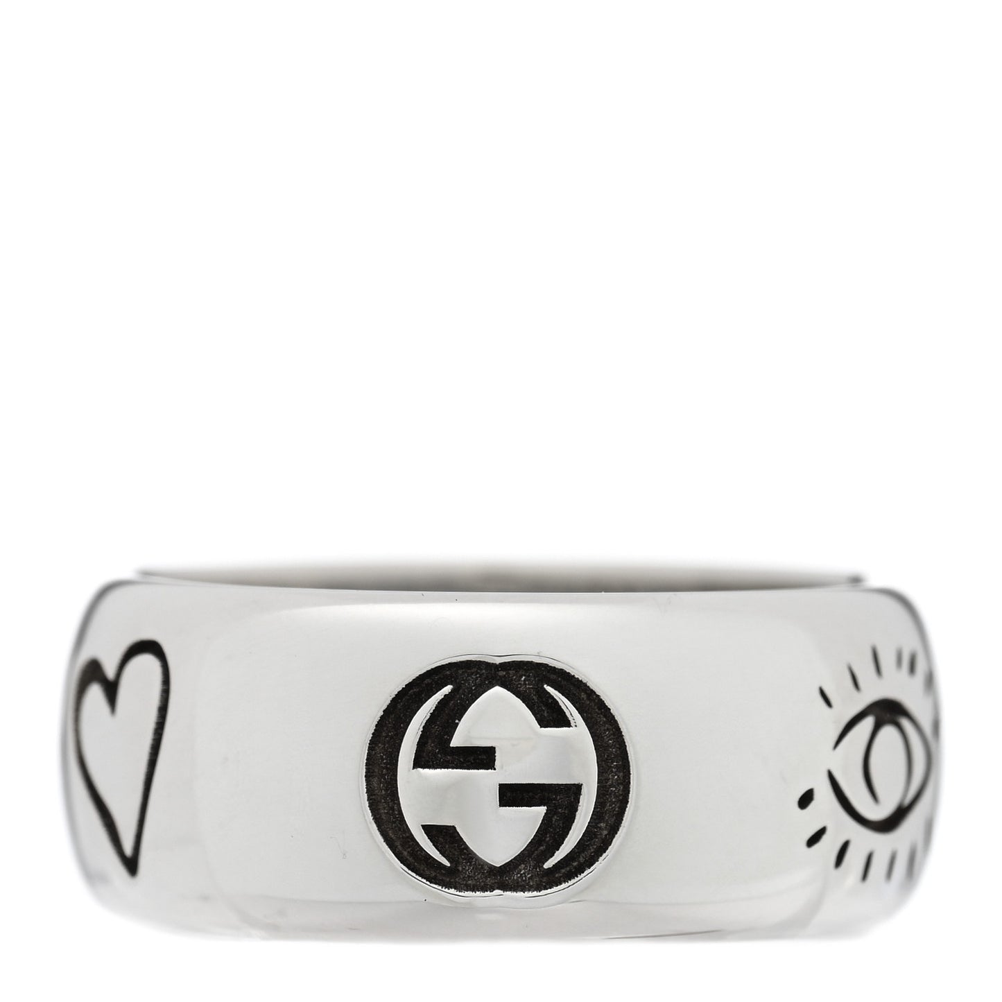 Sterling Silver Wide Blind for Love Band Ring 61 9.5