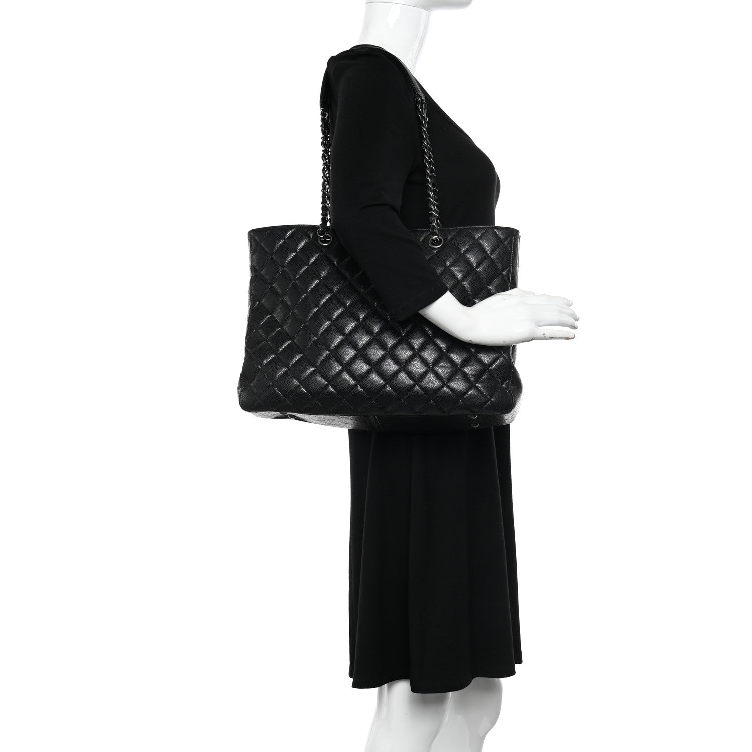 Chanel Caviar Quilted Large Shopping Tote Black 2 of 12