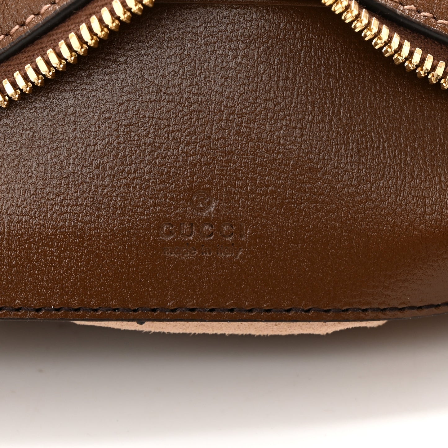 GG Supreme Monogram Azalea Calfskin Mini Retro Interlocking G Half Moon Bag Beige Ebony Brown Sugar