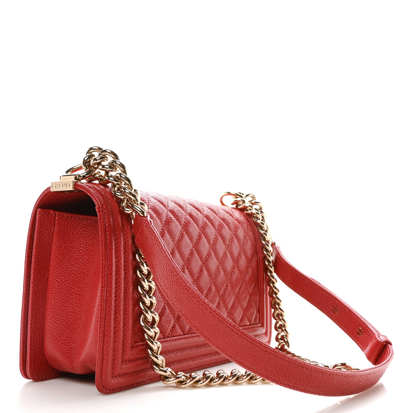Caviar Quilted Medium Boy Flap Red