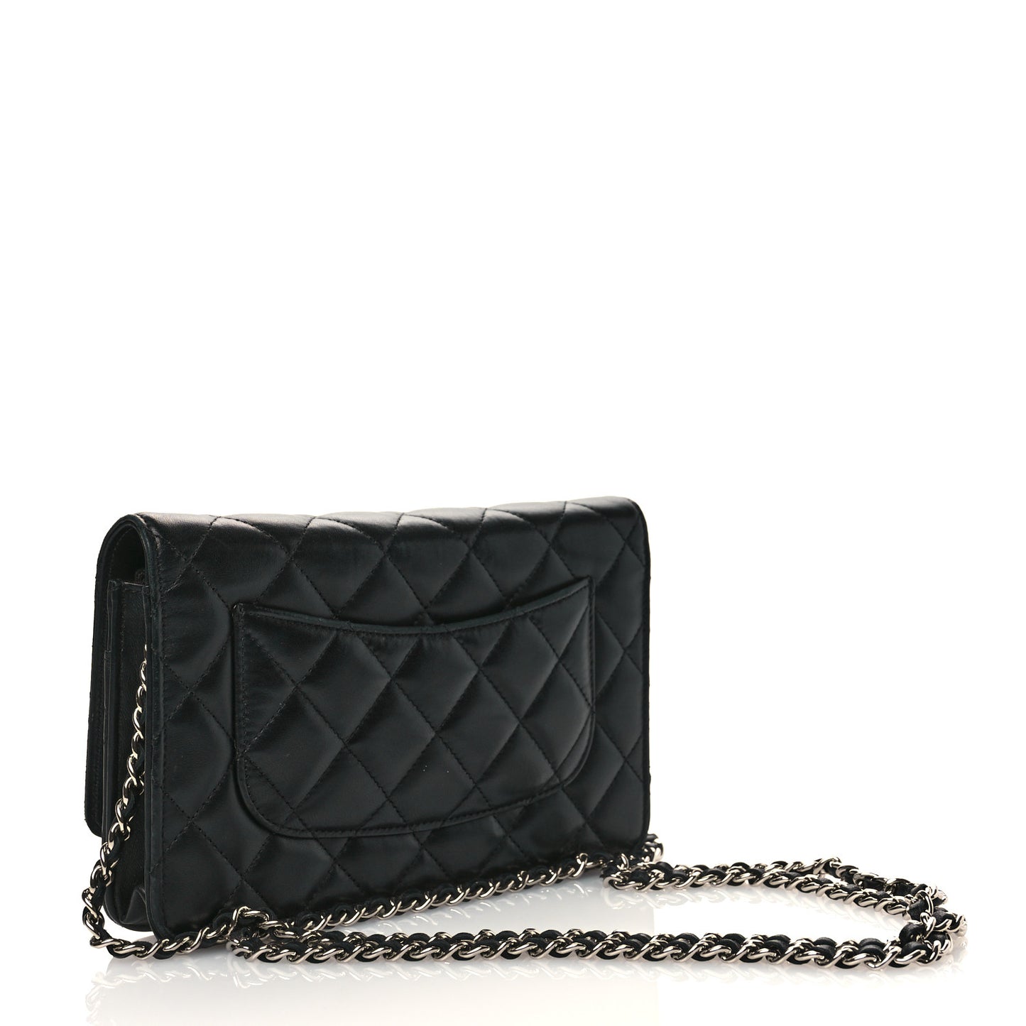 Lambskin Quilted Wallet On Chain WOC Black