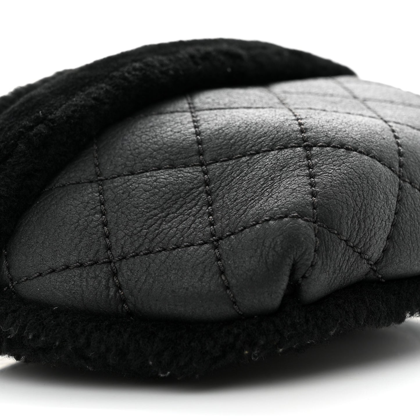 Calfskin Fur Quilted Waist Bag Fanny Pack Black