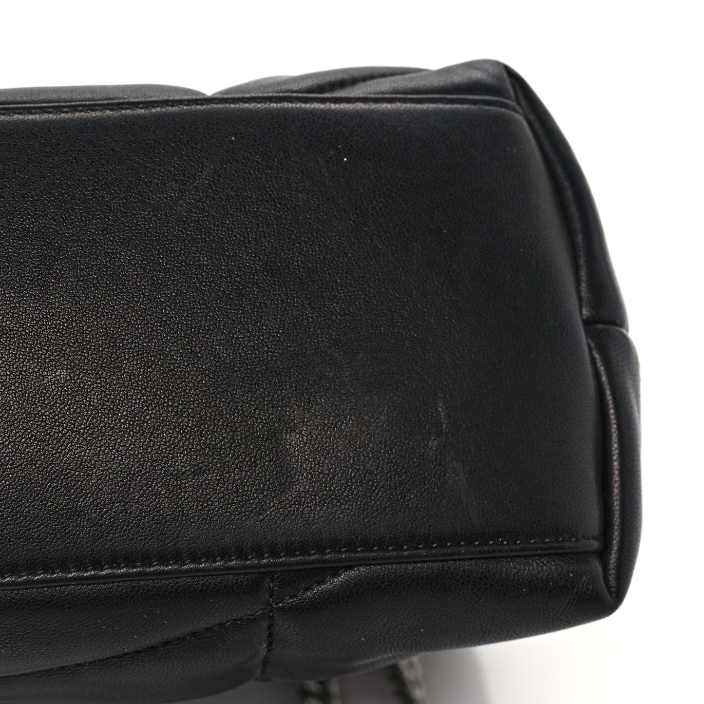 Lambskin Quilted Small Loulou Puffer Monogram Chain Satchel Black