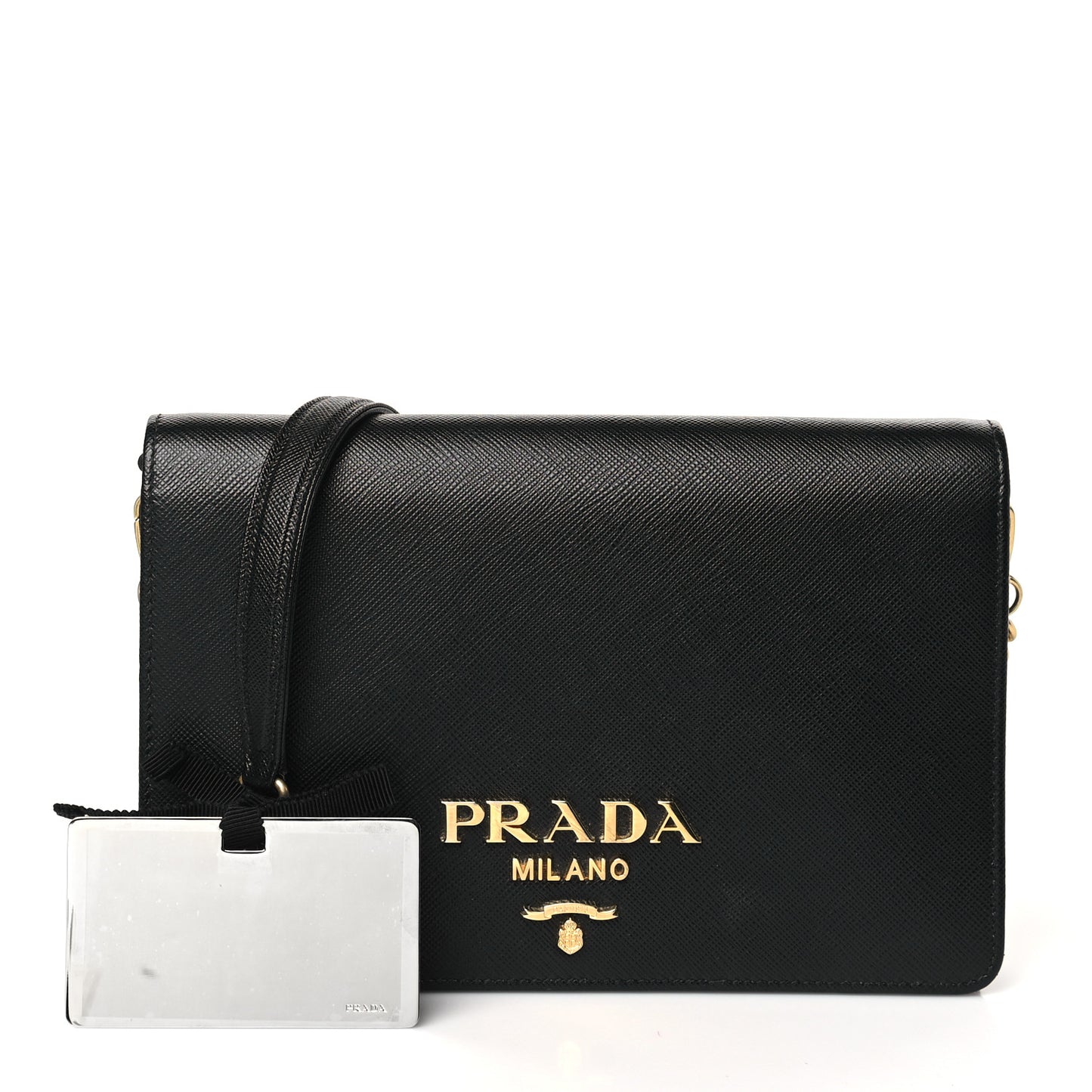Saffiano Lux Mini Crossbody Bag Black