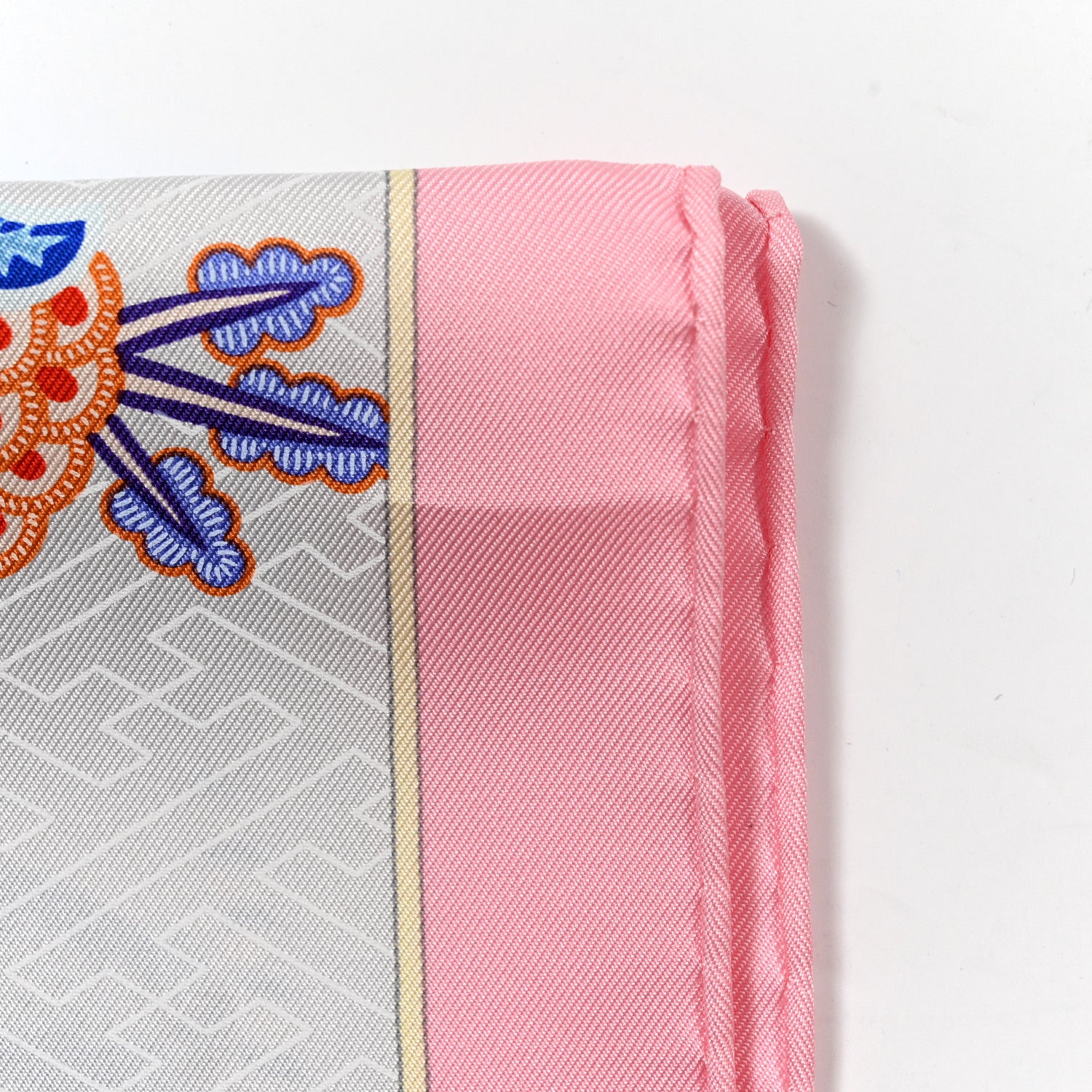 Hermes Silk Twill Duo Cosmique Scarf 90 Rose Pale Bleu Orange 6 of 6