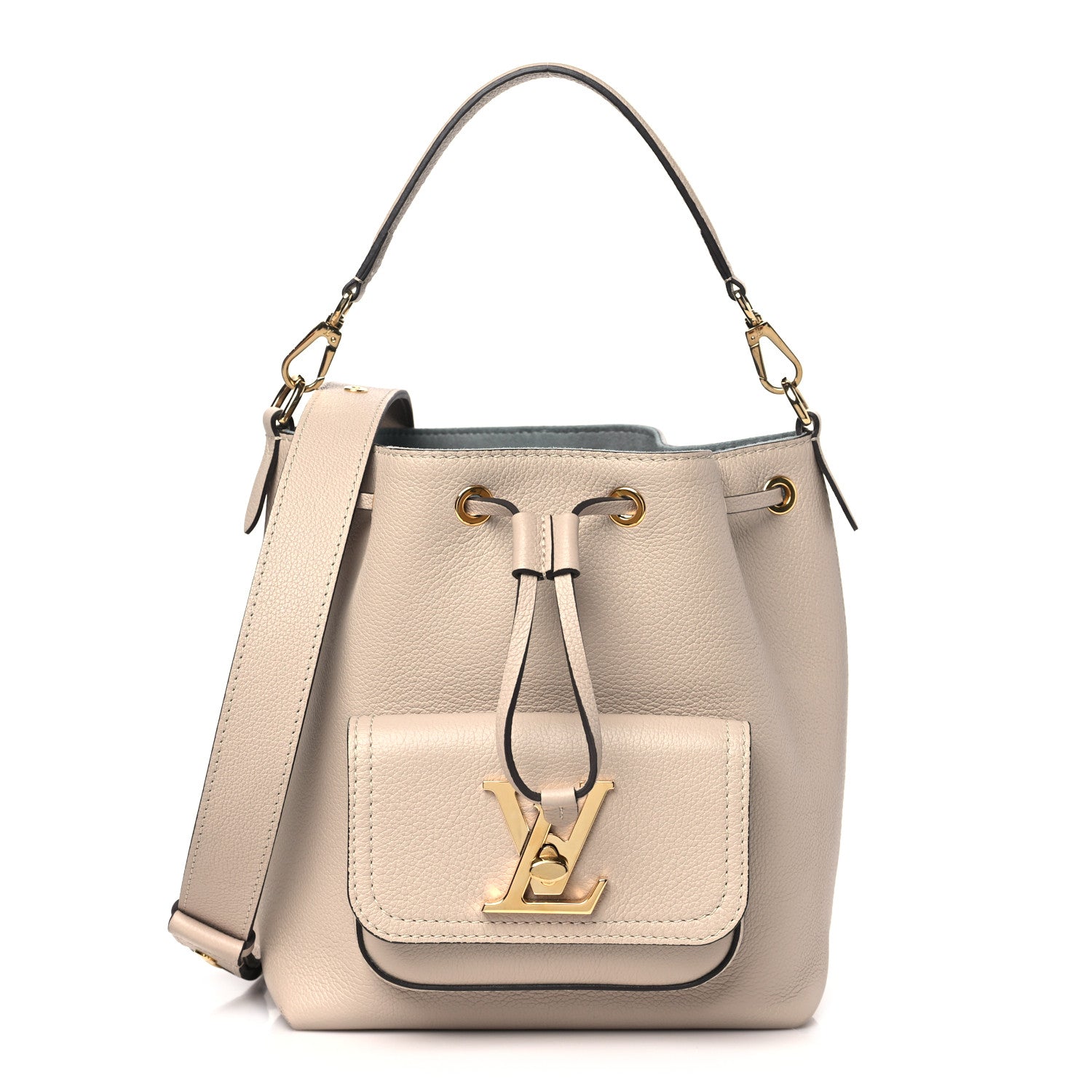 Louis Vuitton Calfskin Lockme Bucket MM Greige 1490294 – FASHIONPHILE