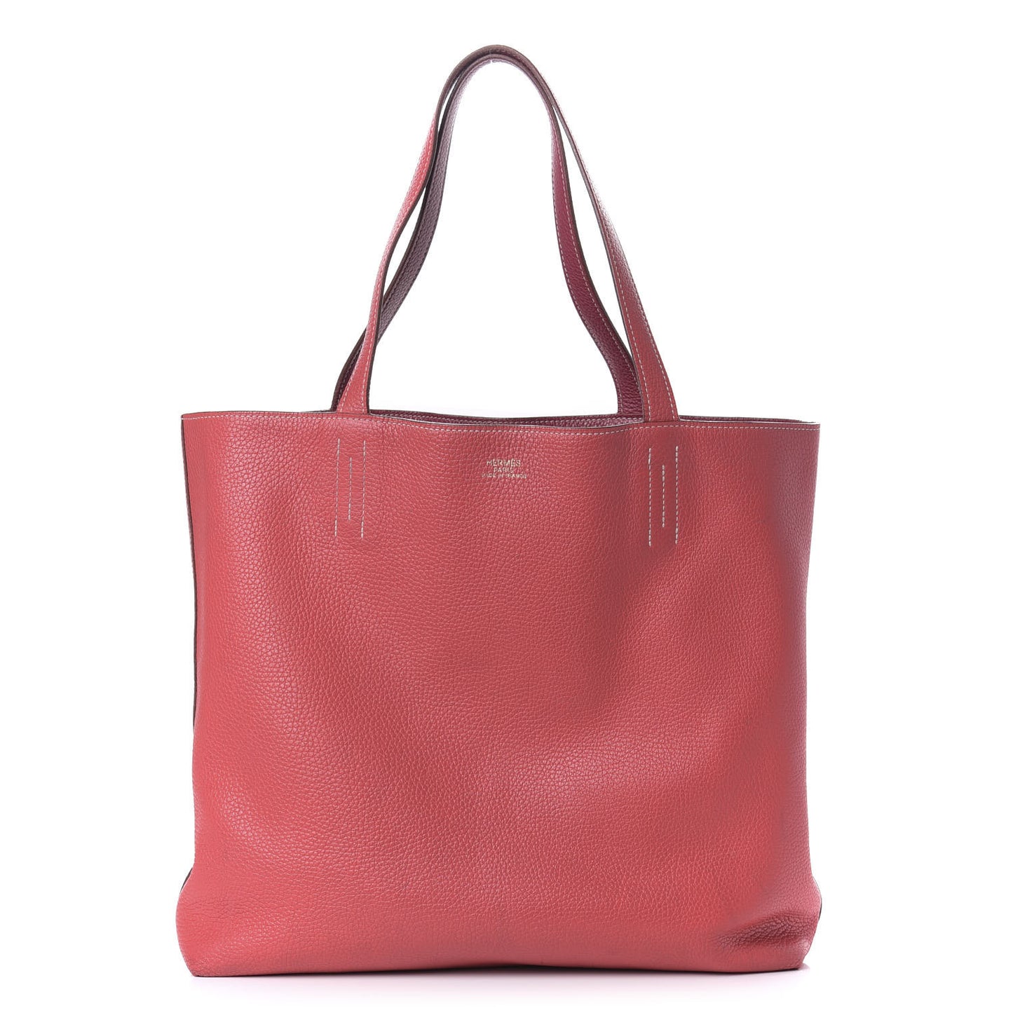 Taurillon Clemence Double Sens 36 Reversible Tote Rubis Bougainvillea