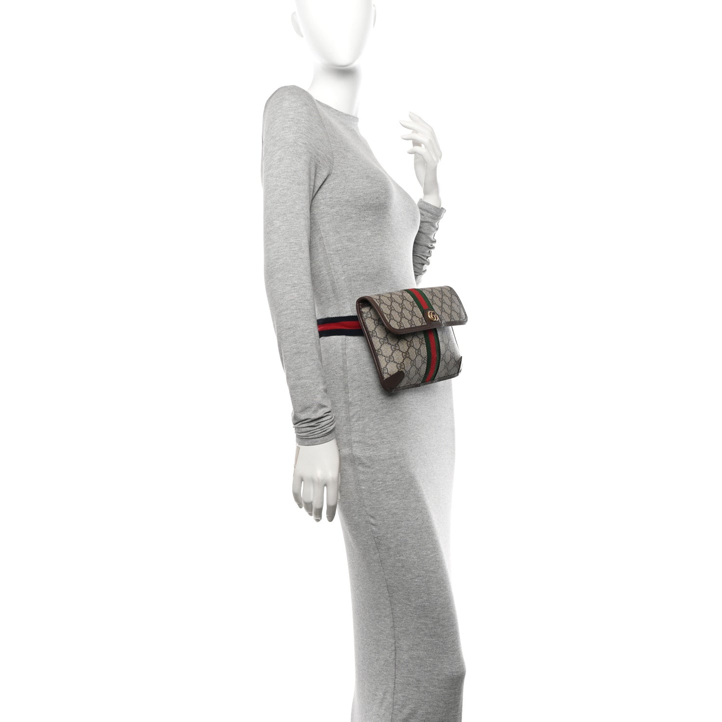 GG Supreme Monogram Web Small Ophidia Belt Bag Brown
