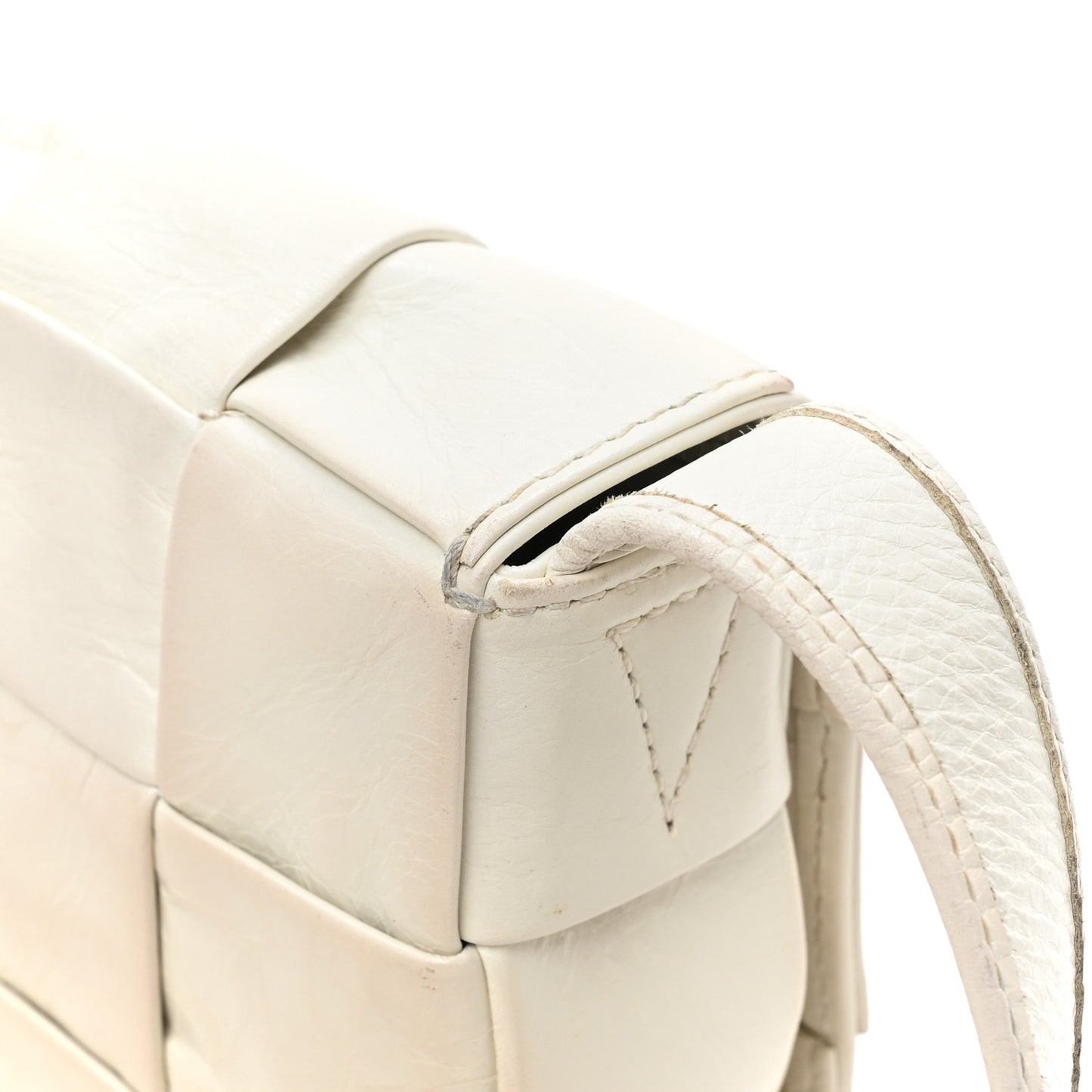 Paper Calfskin Maxi Intreccio Cassette Crossbody Bag White