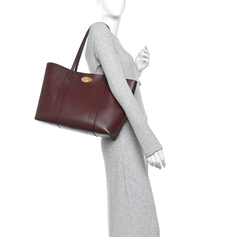 Small Classic Grain Bayswater Tote Burgundy Oxford Blue