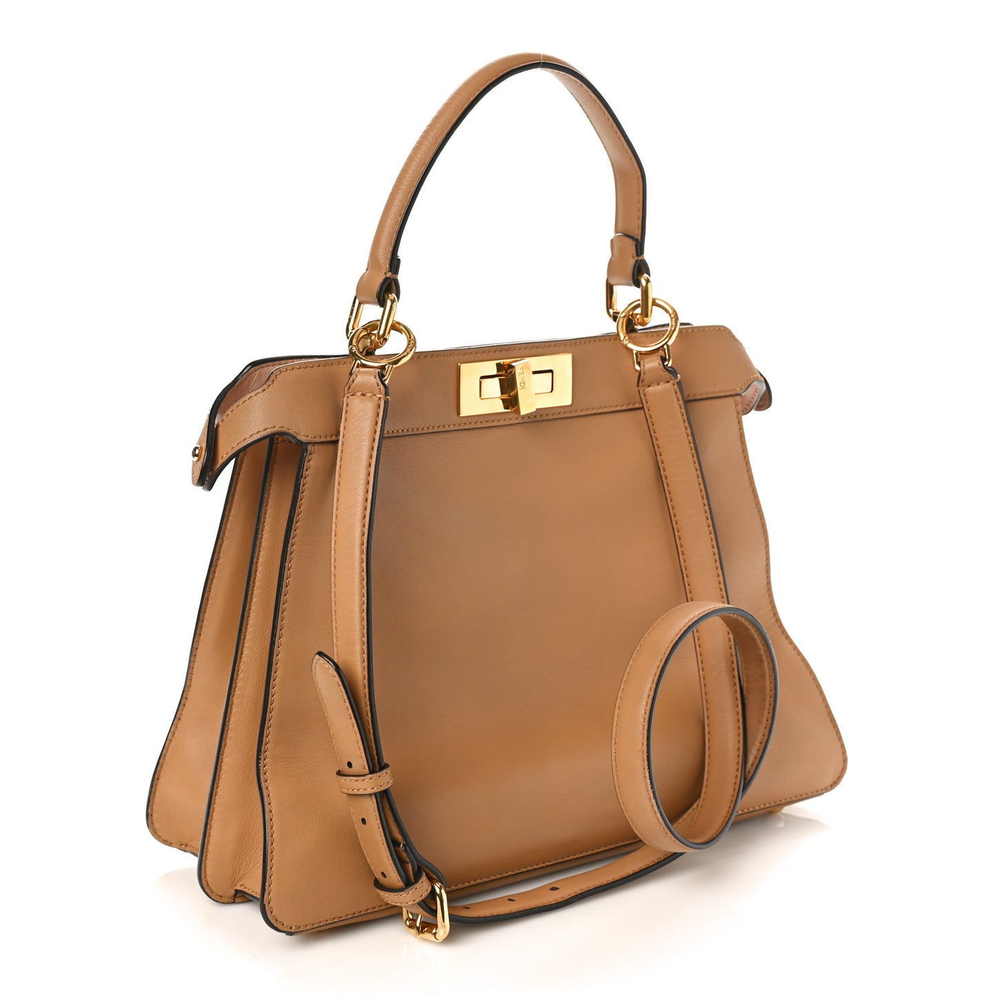 Vitello Seta Shiny Nappa Medium Peekaboo I SEE U Satchel Miele Scuro Light Rose