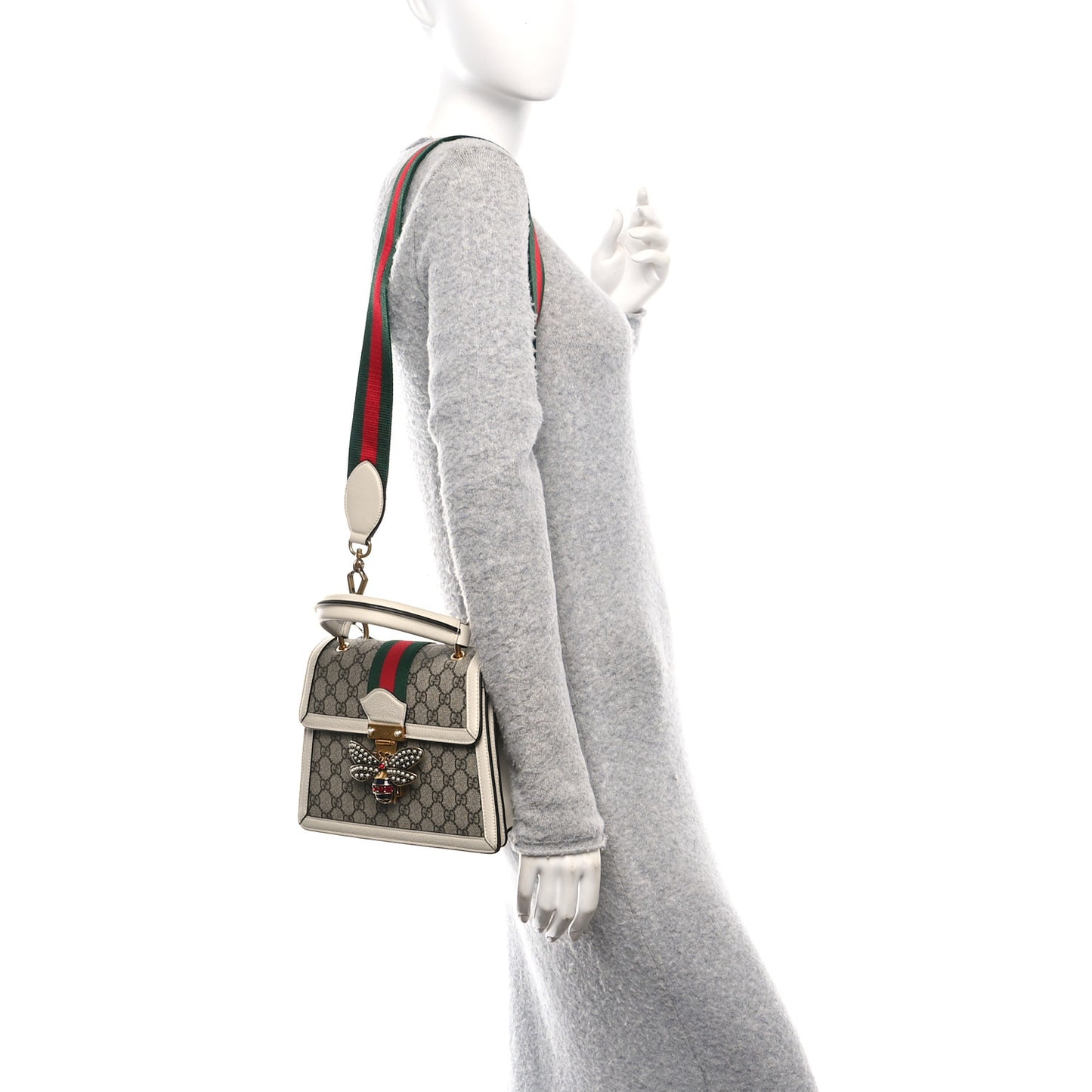 GG Supreme Monogram Small Queen Margaret Top Handle Bag White