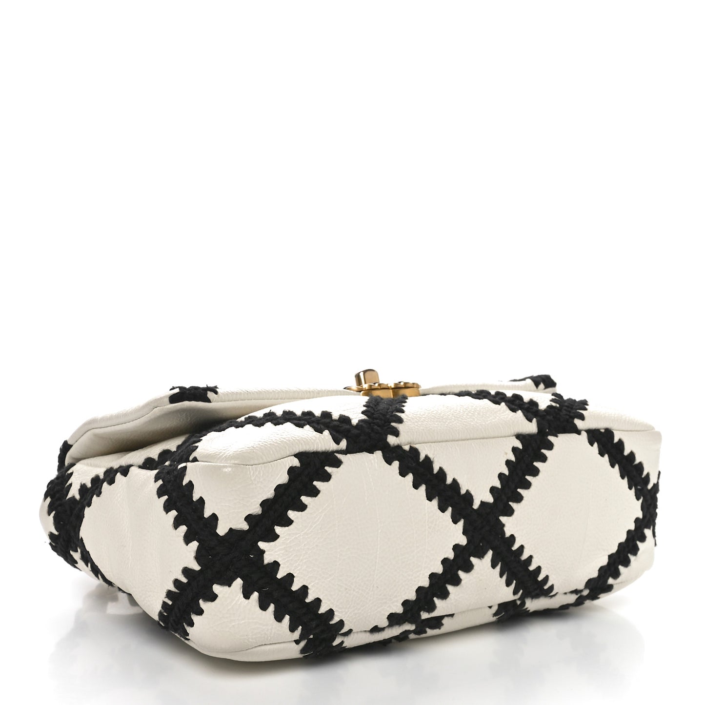 Calfskin Crochet Medium Chanel 19 Flap White Black