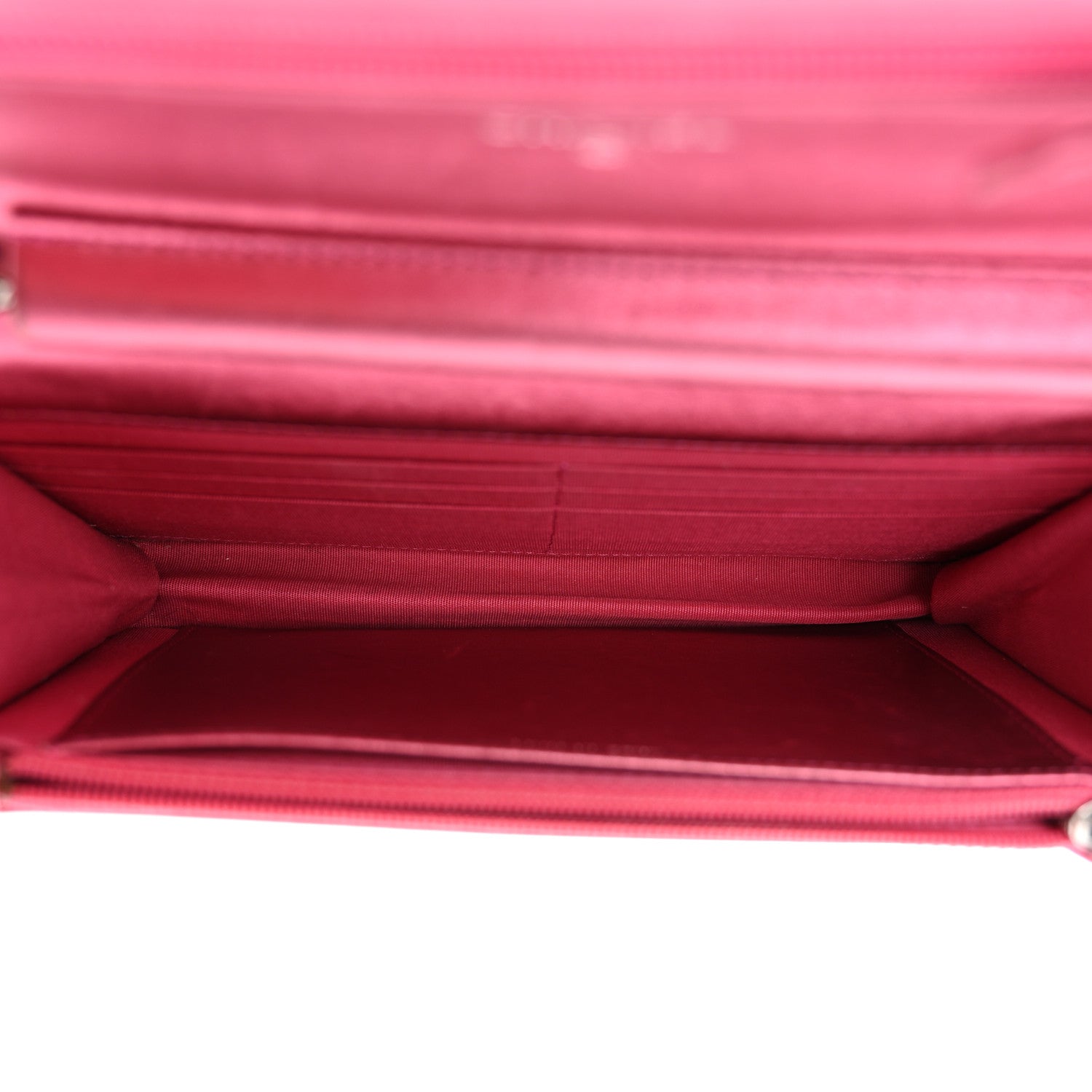 Chanel Metallic Patent Calfskin Quilted Boy Wallet on Chain WOC Fuchsia 5 of 16