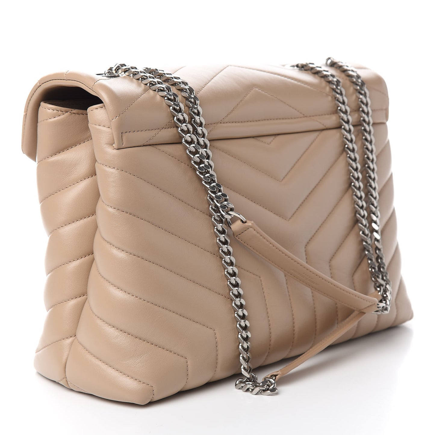 Calfskin Y Quilted Monogram Medium Loulou Chain Satchel Dark Beige