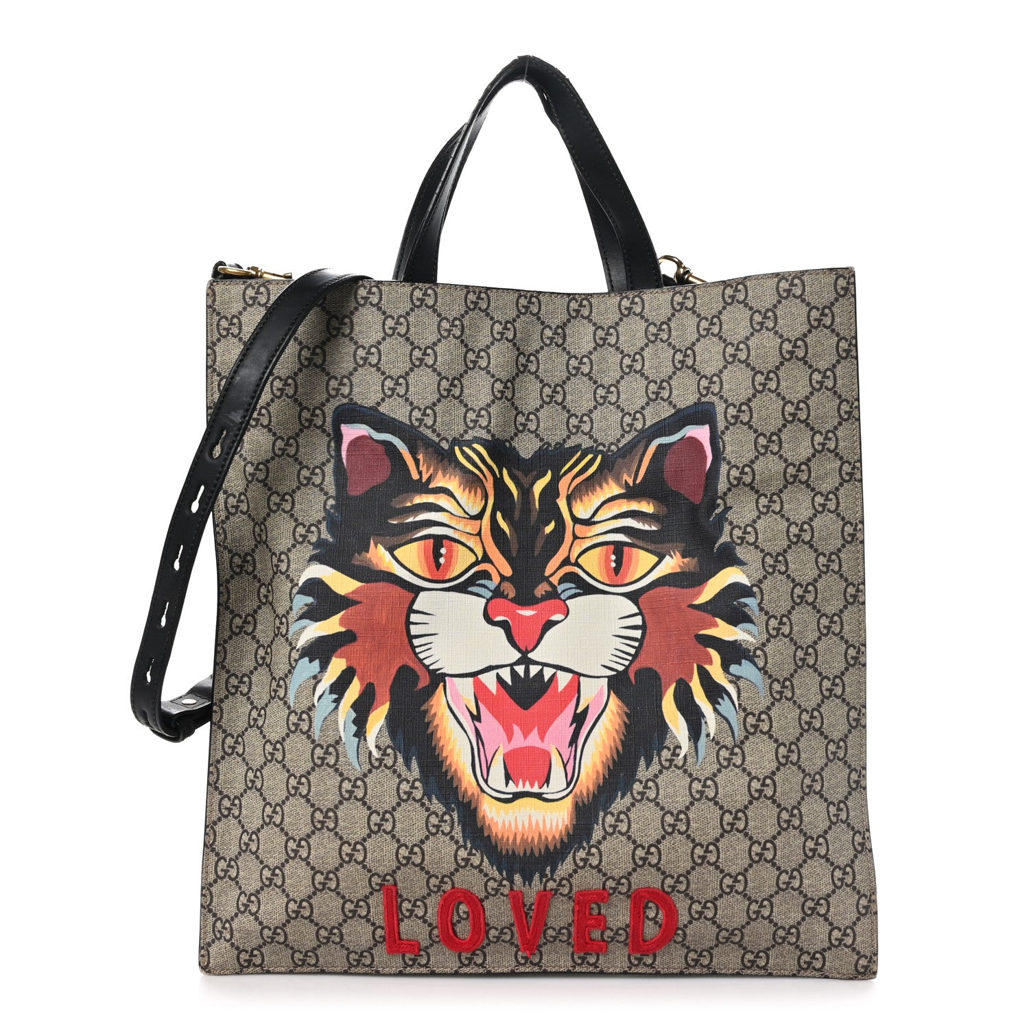 Gucci GG Supreme Monogram Angry Cat Vertical Tote 1537179
