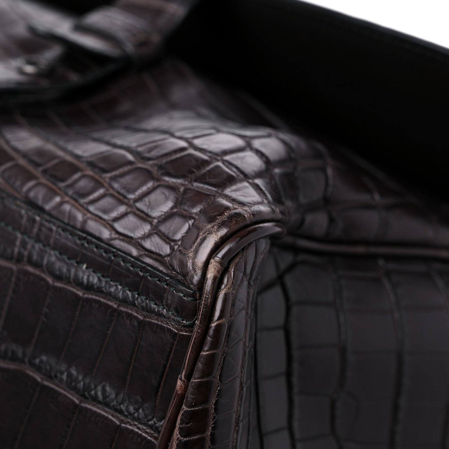 Soft Crocodile Fume Satchel Charcoal Ebano