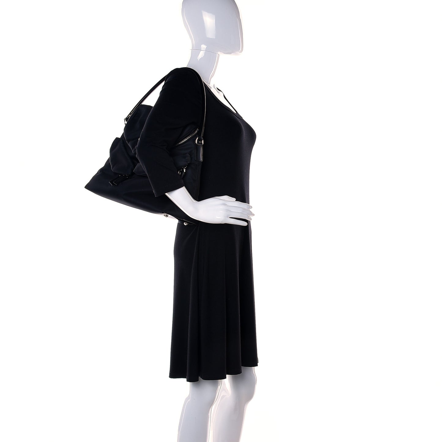 Nylon Tessuto Nappa Symbols Signaux Hobo Bag Black