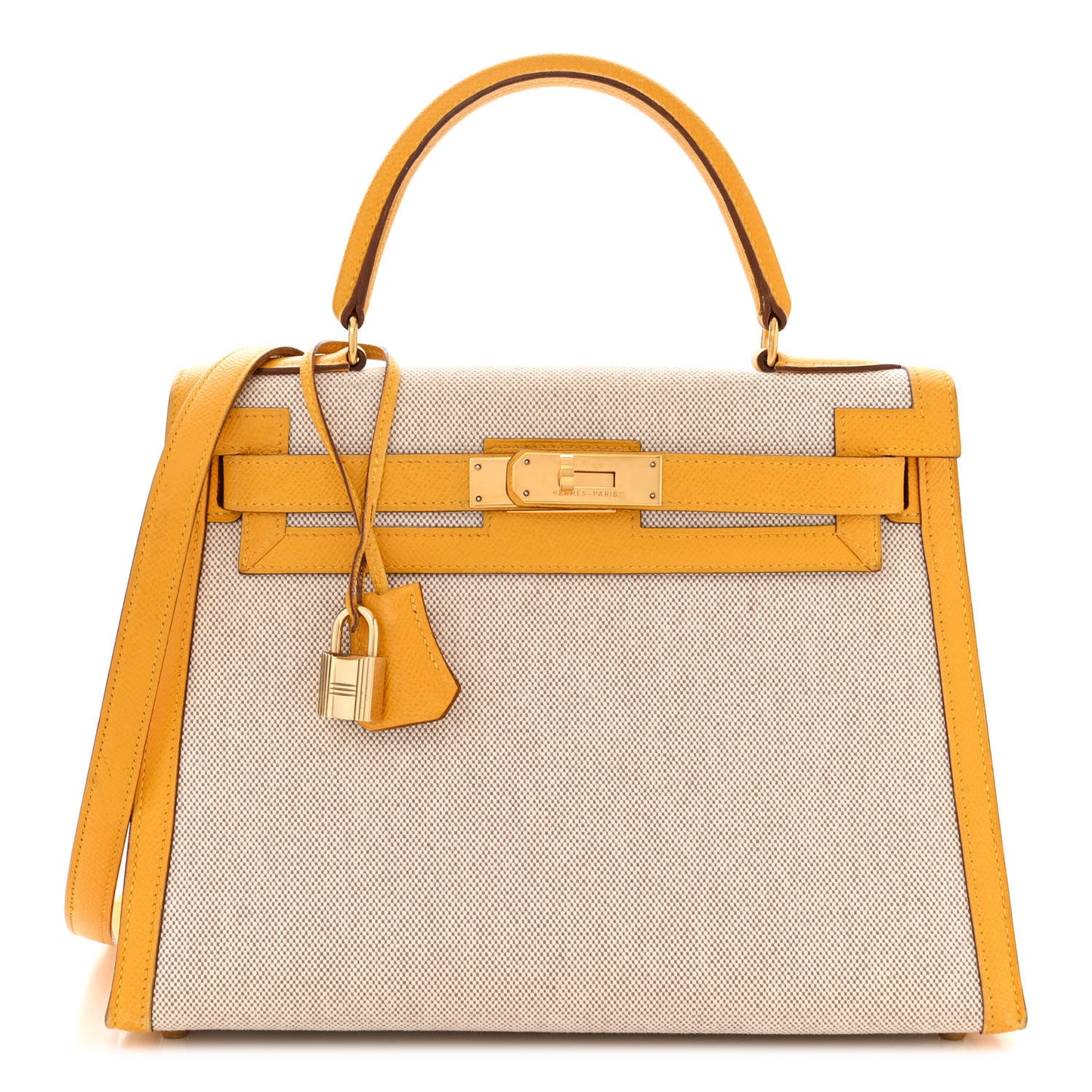 Toile H Epsom Kelly Sellier 28 Ecru Jaune Sable
