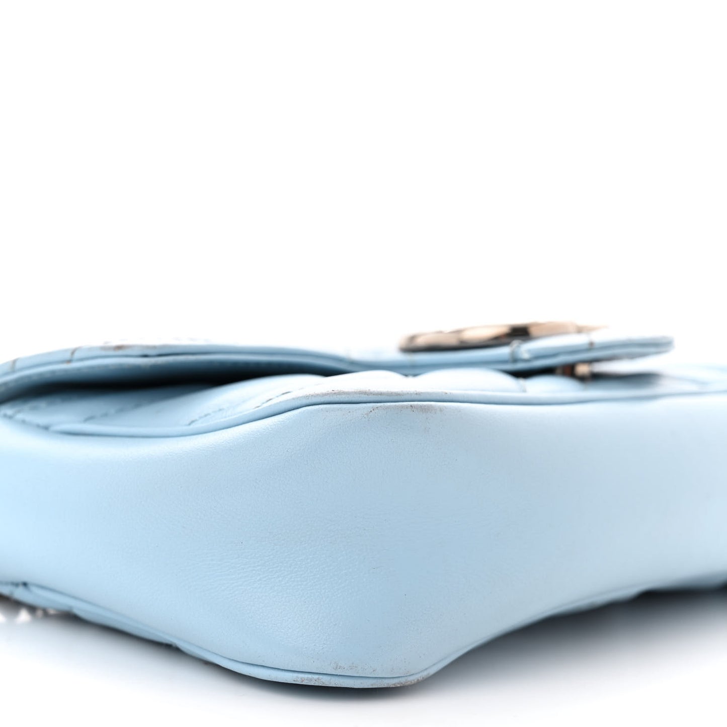 Calfskin Matelasse Super Mini GG Marmont Shoulder Bag Porcelain Light Blue