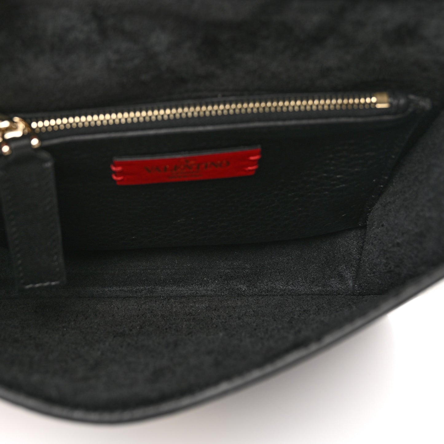 Pebbled Calfskin Rockstud Side Slip Crossbody Black