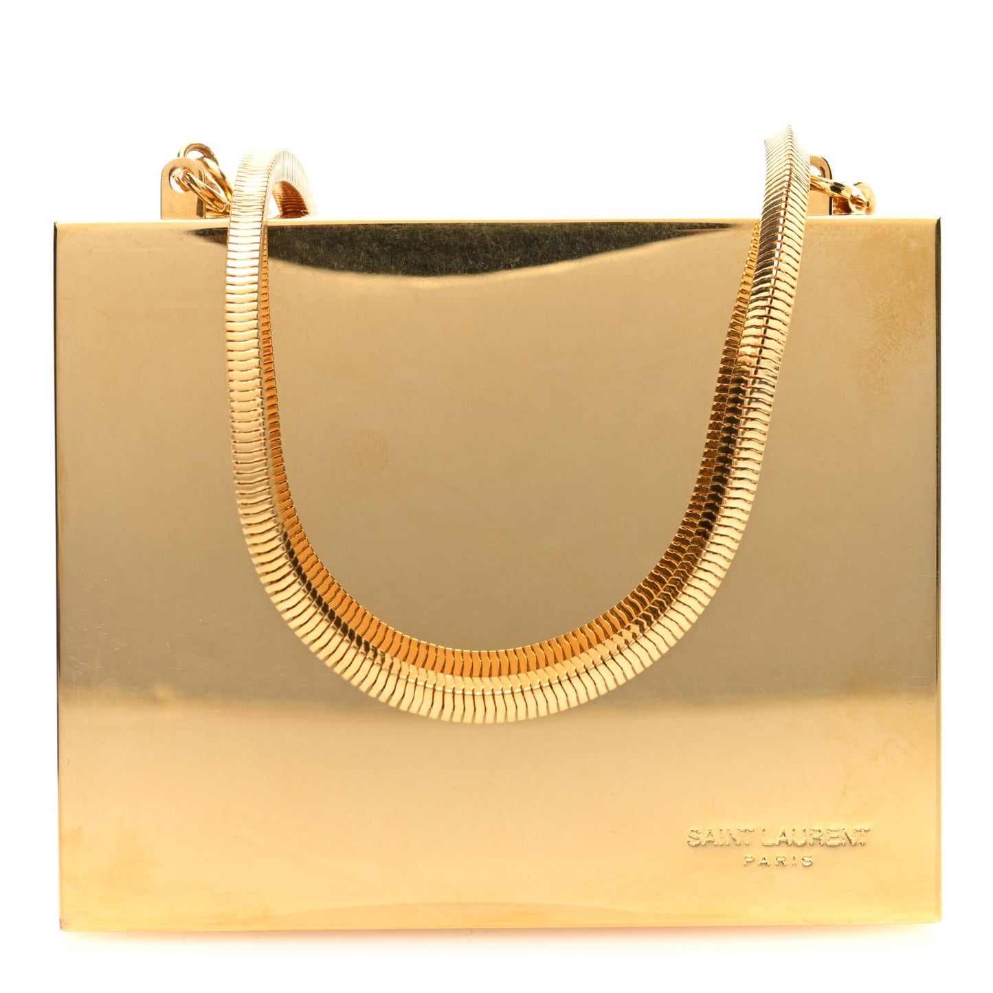 Metal Tuxedo Box Clutch Gold