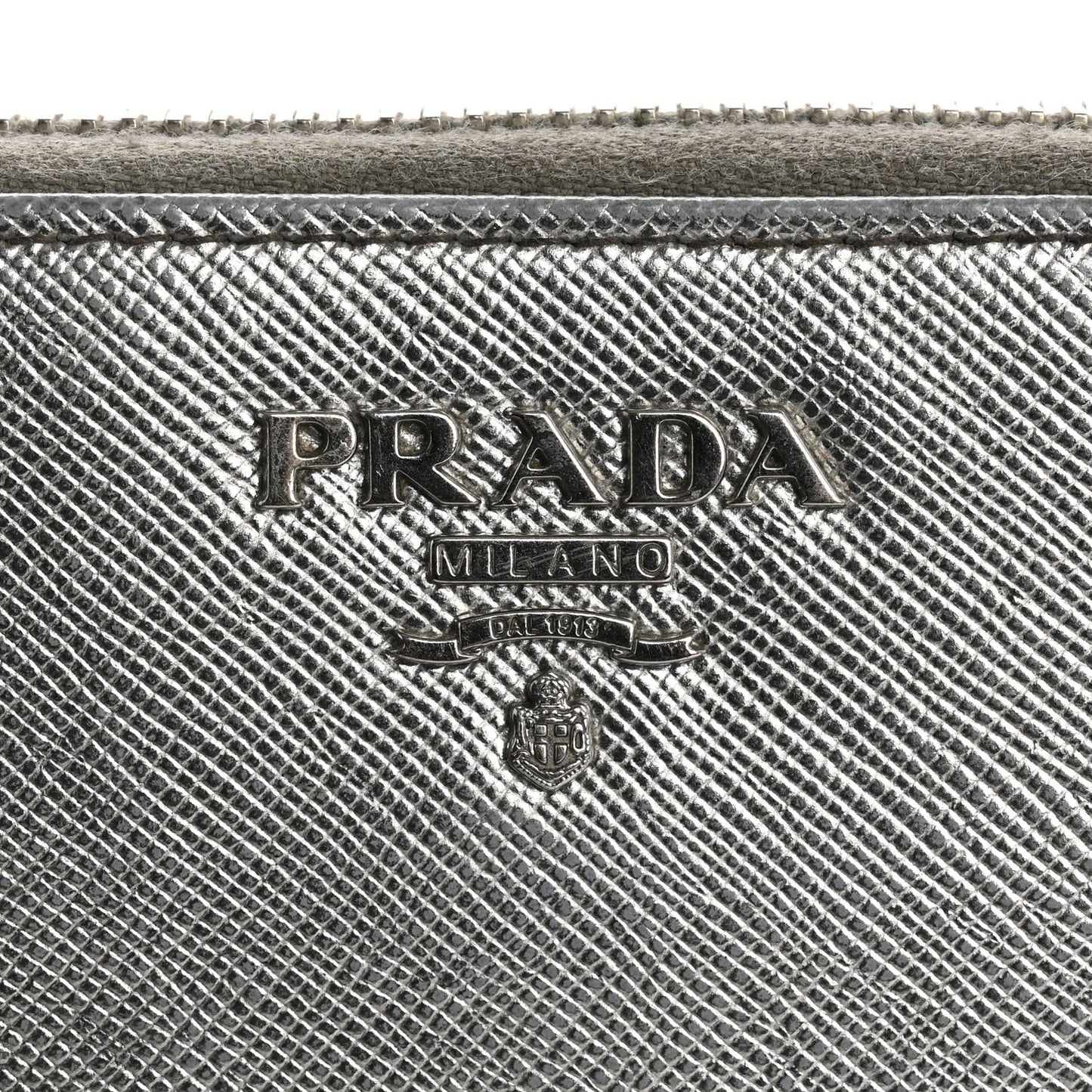 Saffiano Metal Zip Around Wallet Argento