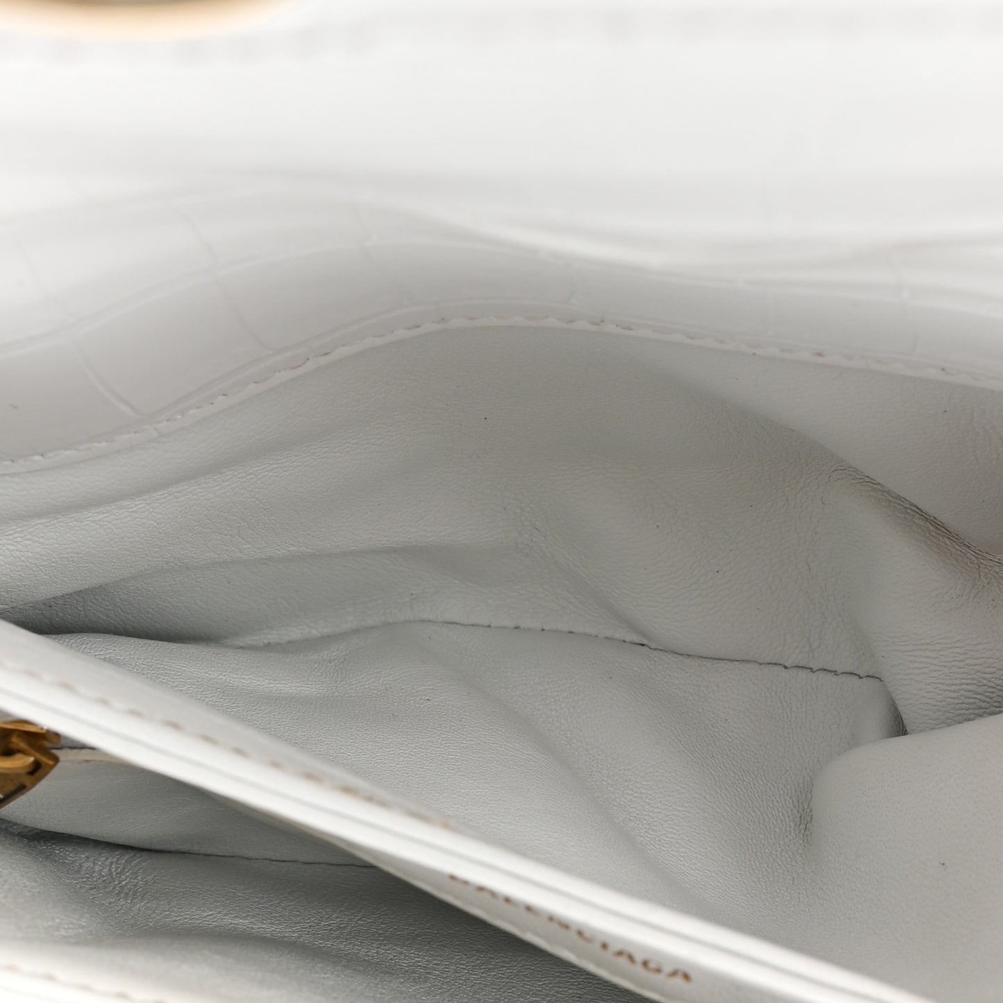 Shiny Extra Supple Calfskin Crocodile Embossed Small Triplet Bag Optic White